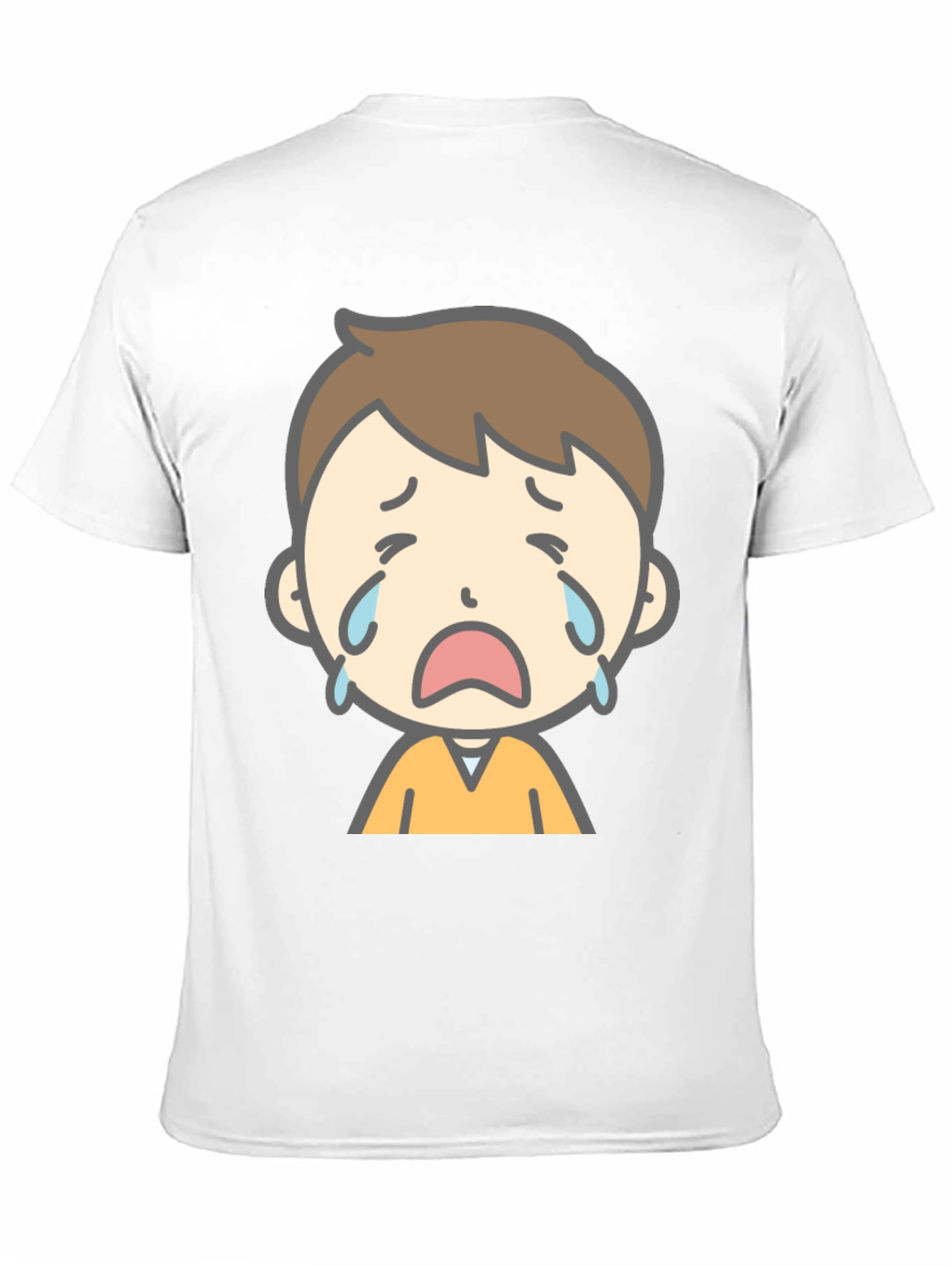 Black Sad Cartoon Boy Graphic T-Shirt view 11