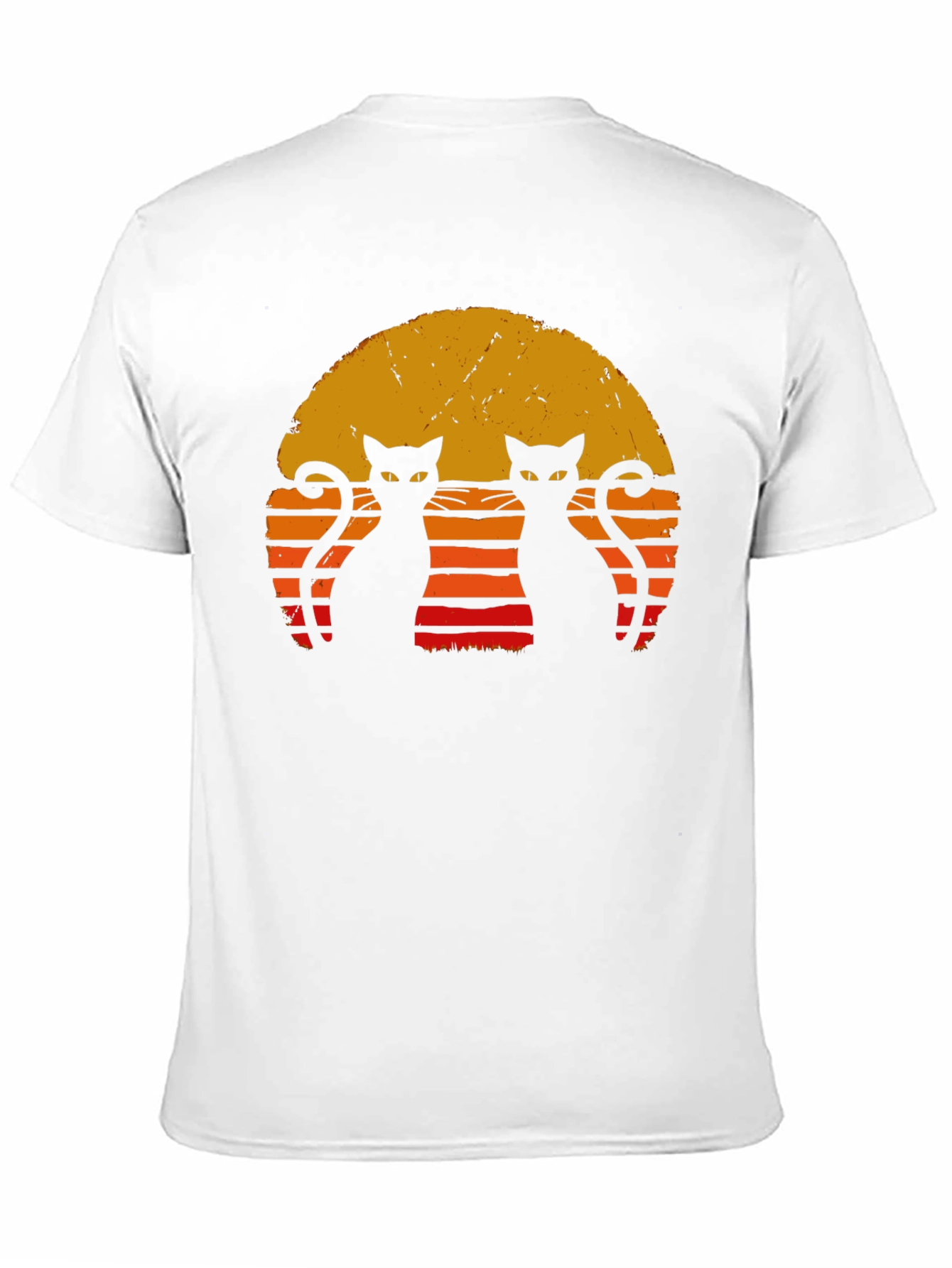 Black Retro Cat Sunset T-Shirt - Black view 11