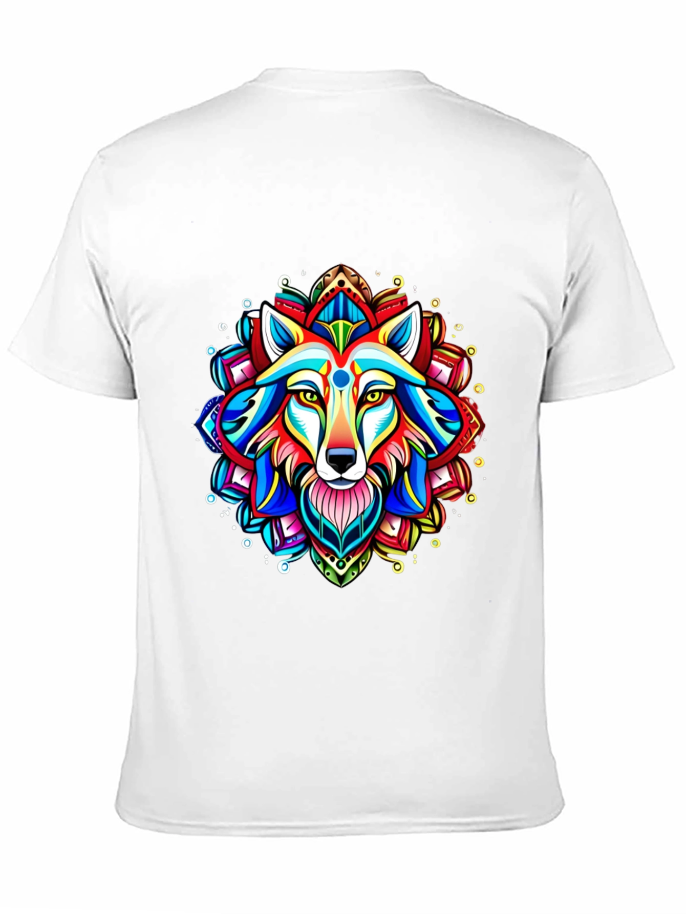 Black Vibrant Wolf Mandala Graphic Tee view 11