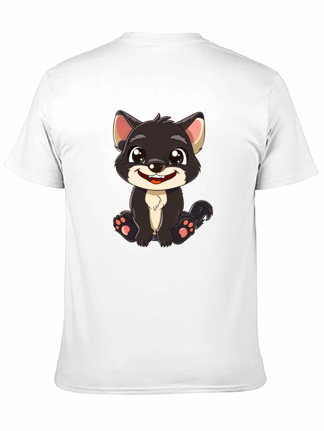 Black Cute Cartoon Wolf Graphic T-Shirt view 11