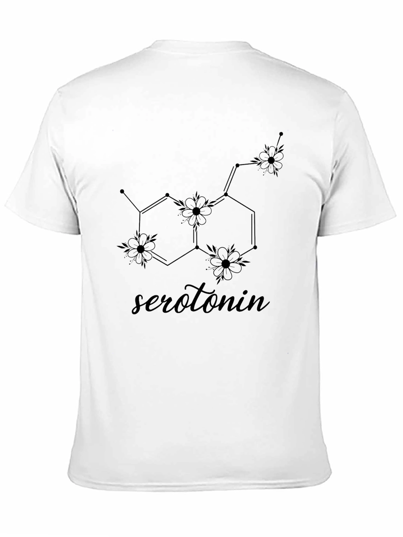 Black Serotonin Molecule Floral Graphic T-Shirt view 11