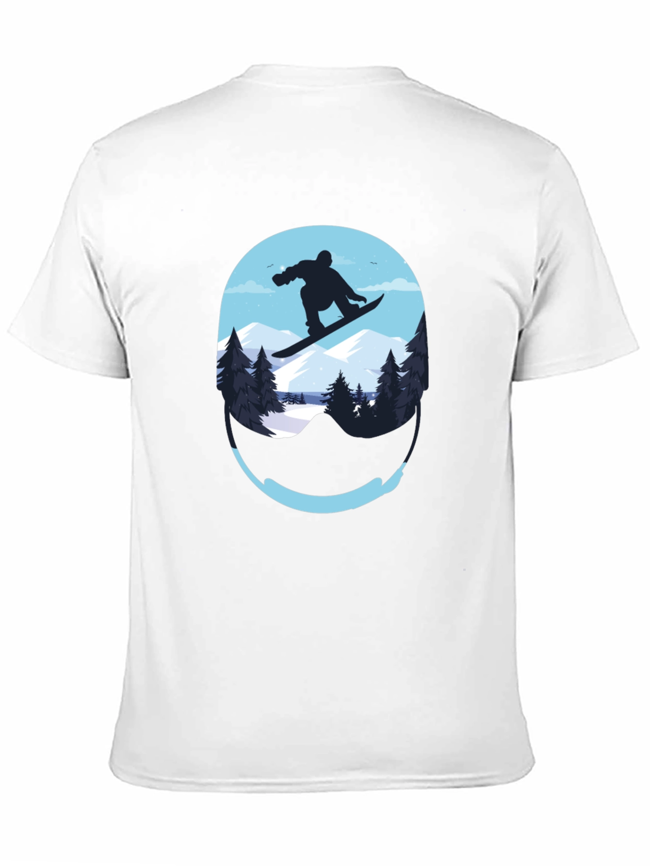 Black Snowboard Graphic Tee - Mountain Scene Black T-Shirt view 11