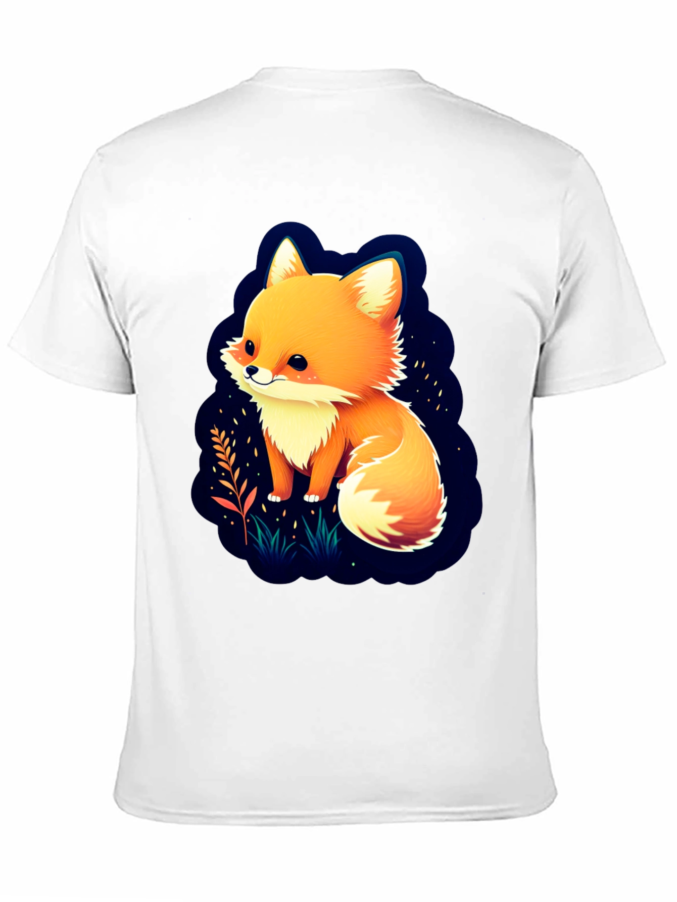 Black Cute Fox Graphic Tee - Soft Cotton Blend view 11