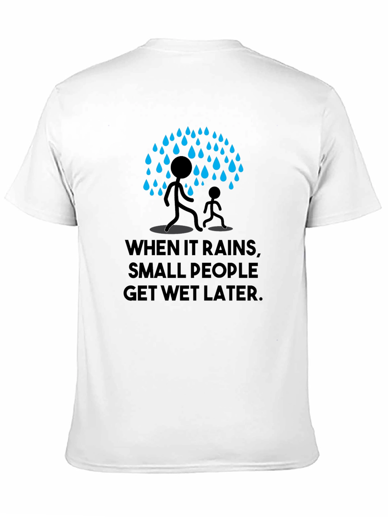 Black Humorous 'When It Rains' Graphic Print Black T-Shirt view 11