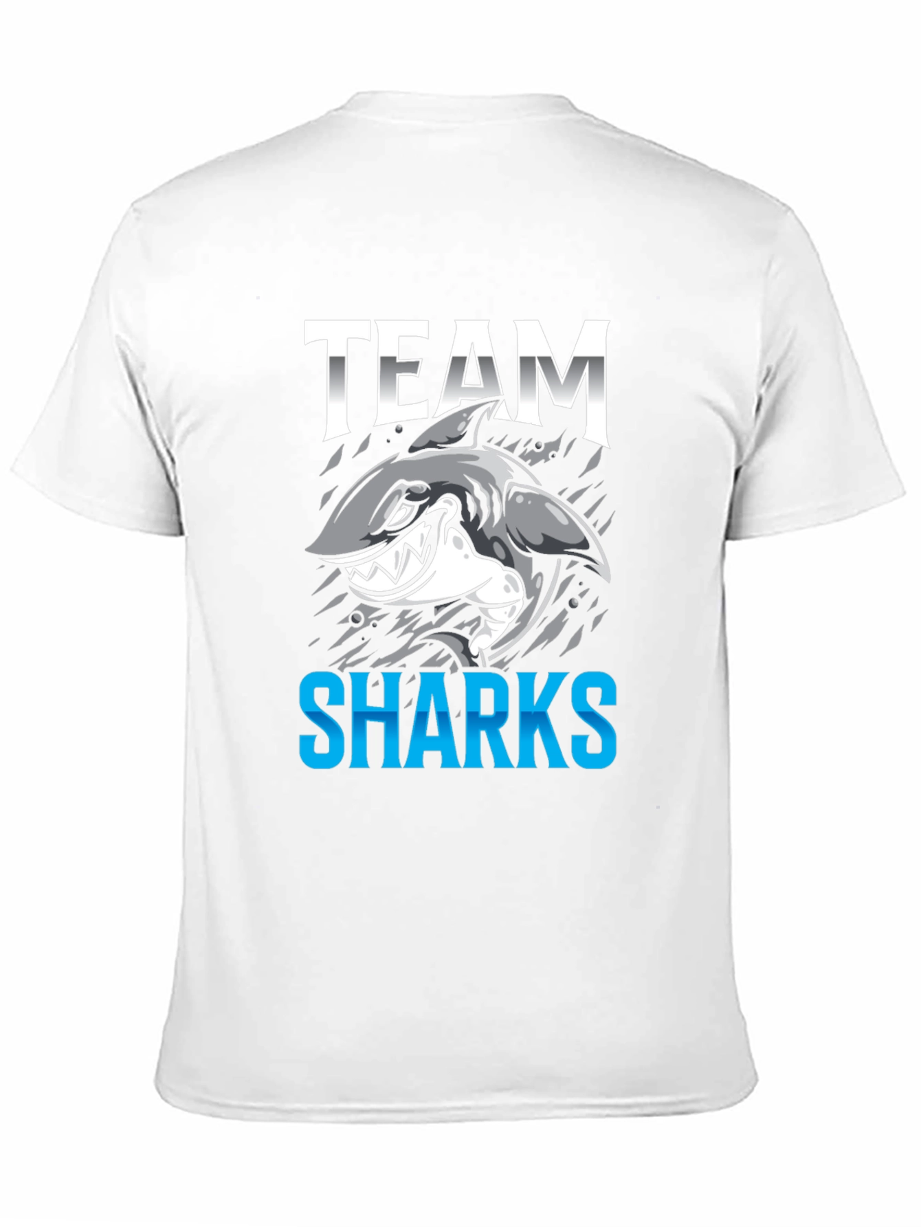 Black Team Sharks Graphic T-Shirt - Black Cotton Tee view 11