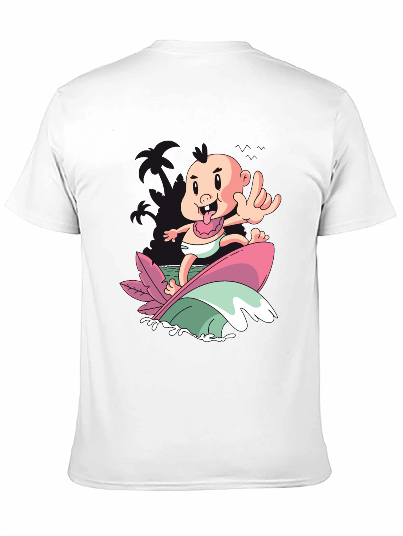 Black Surfing Baby Graphic T-Shirt - Cool Cartoon Tee view 11