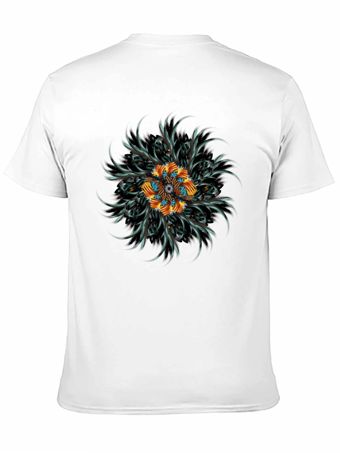 Black Abstract Floral Mandala Black T-Shirt view 11