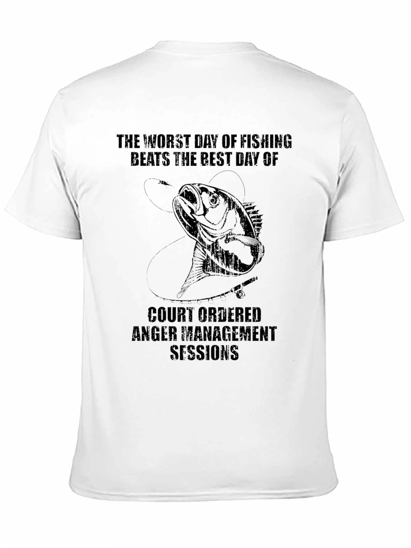 Black Funny Fishing T-Shirt - Anger Management view 11