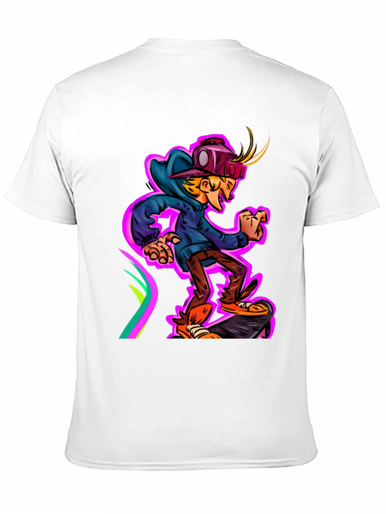 Black Cartoon Graphic Tee - Skateboarding Kid view 11