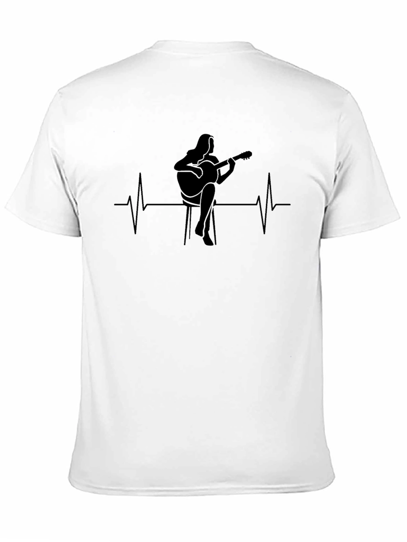 Black Guitarist Heartbeat Graphic Tee - Black view 11