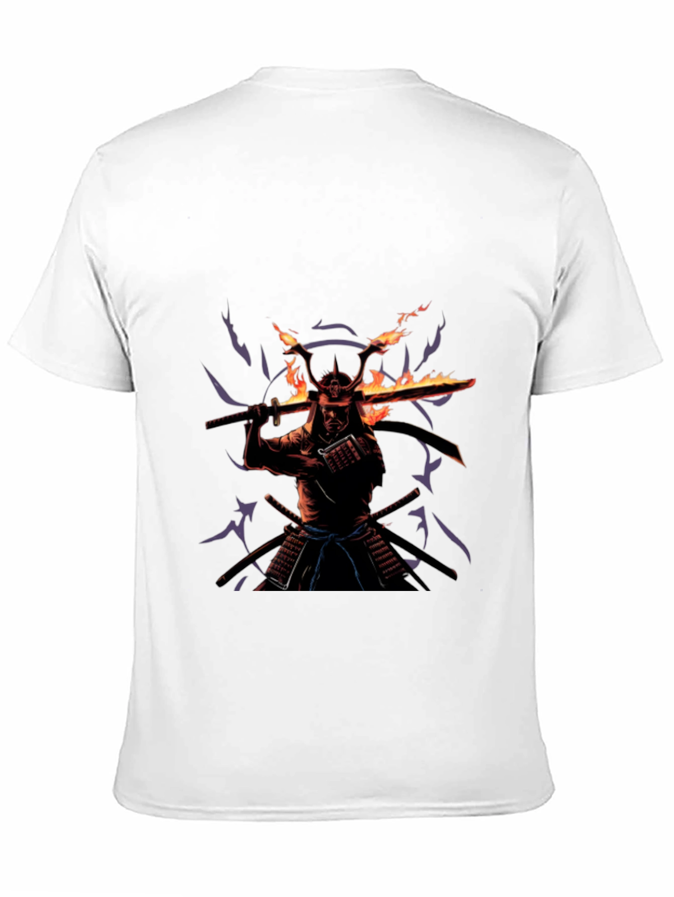 Black Samurai Fire Sword Graphic Tee - Black Cotton view 11