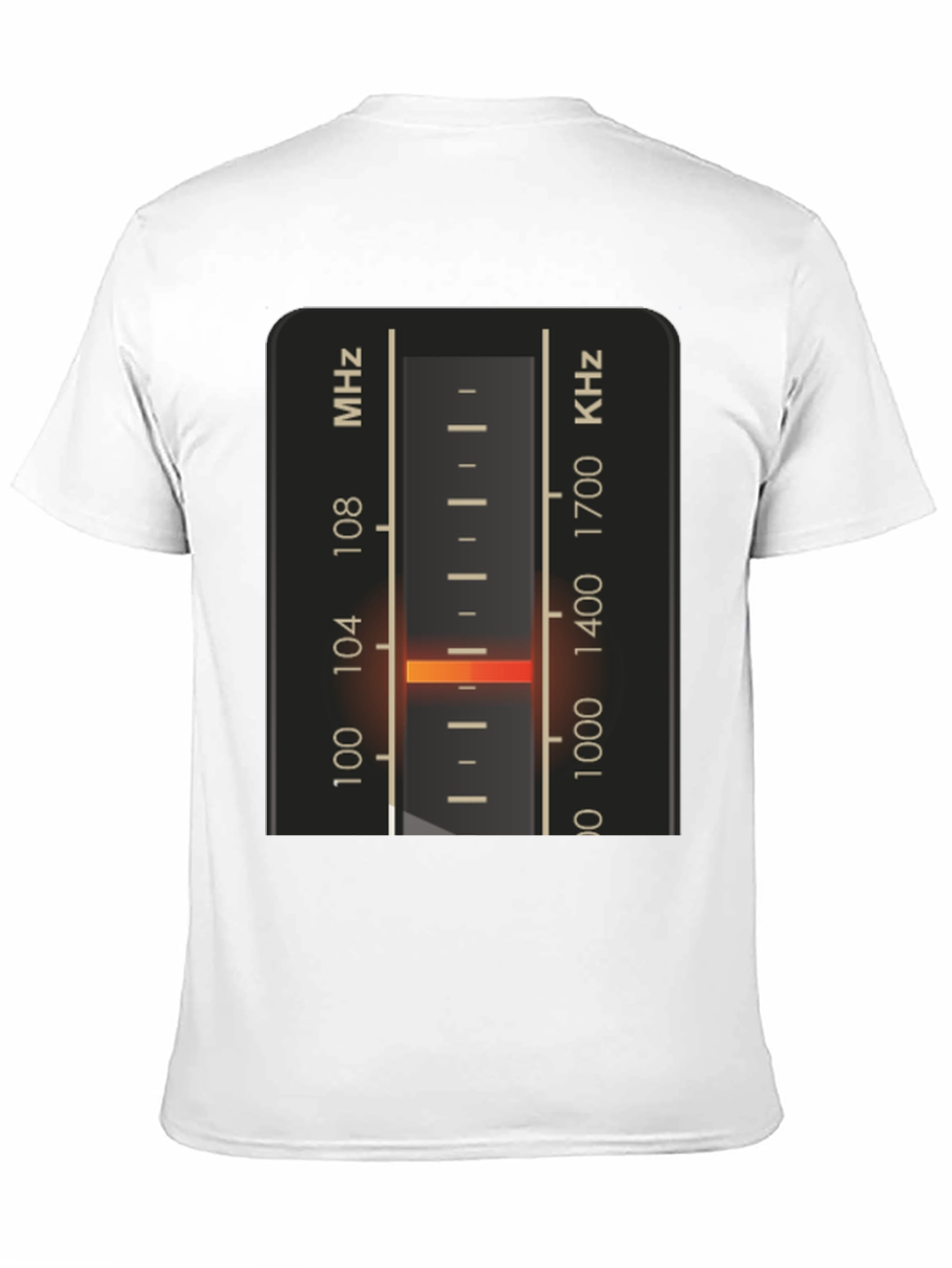 Black T-Shirt with Vintage Radio Tuning Dial Design view 11