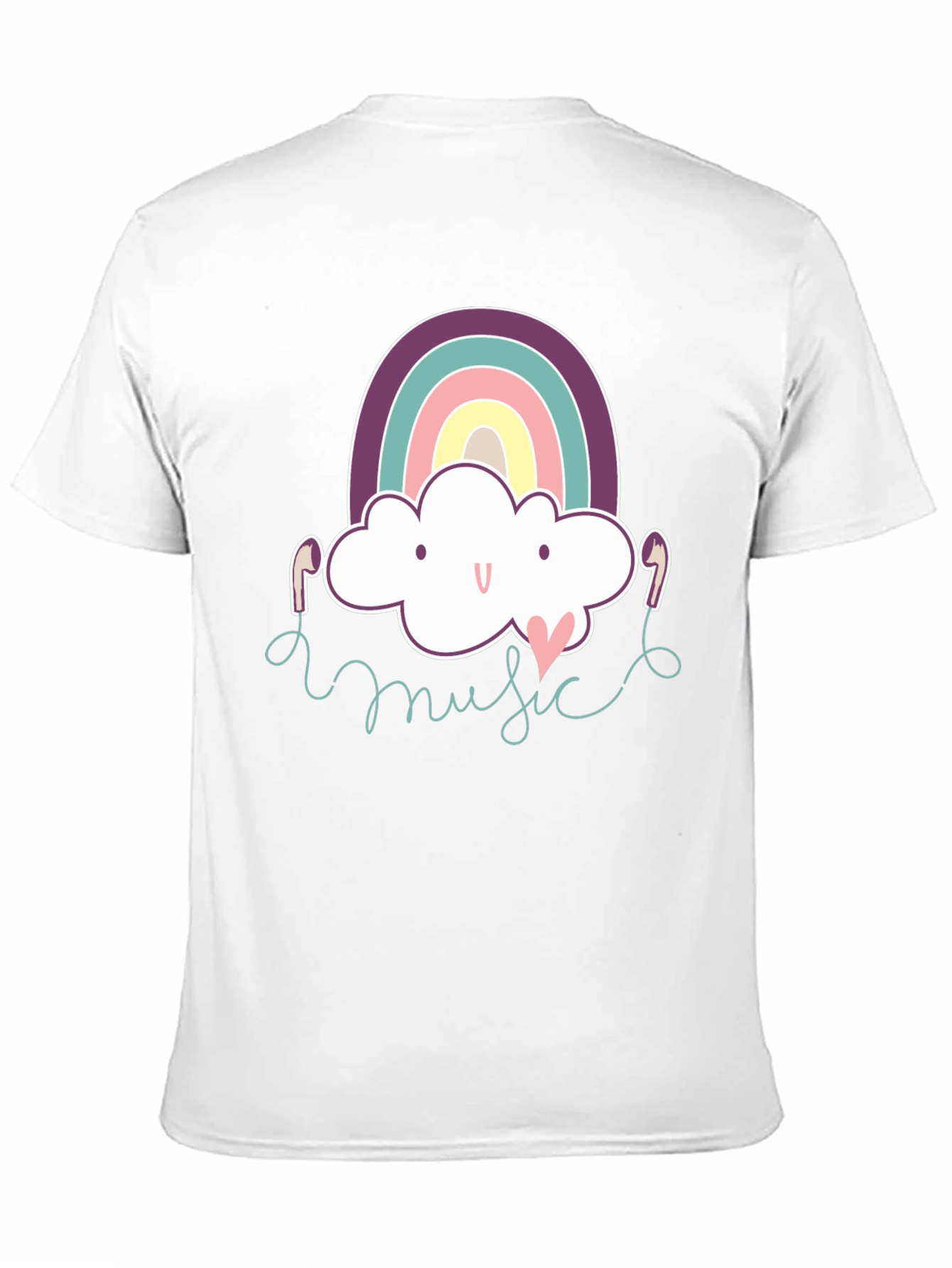 Black Rainbow Cloud Music T-Shirt - Cute & Stylish! view 11
