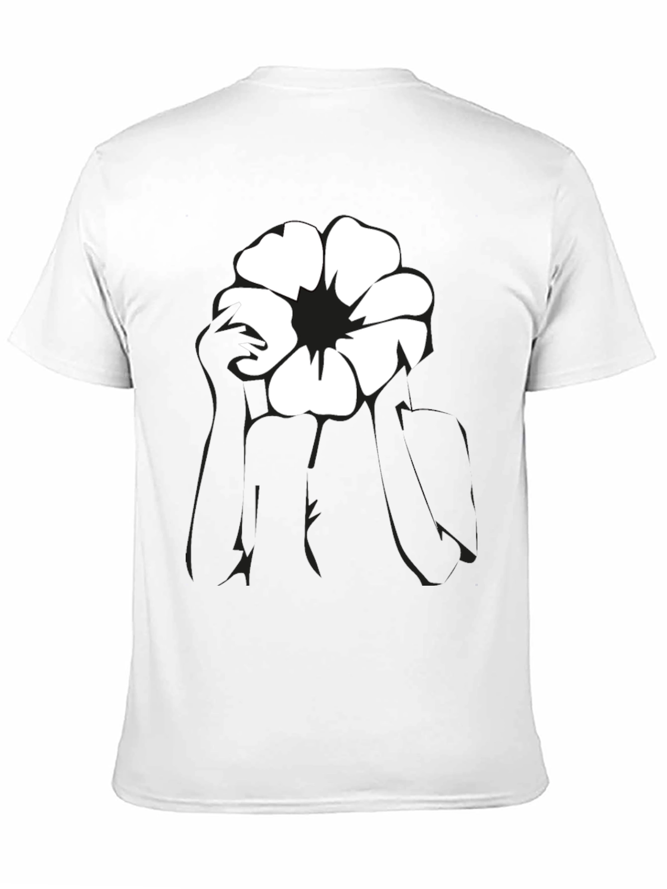 Black Black T-Shirt with Flower Graphic view 11