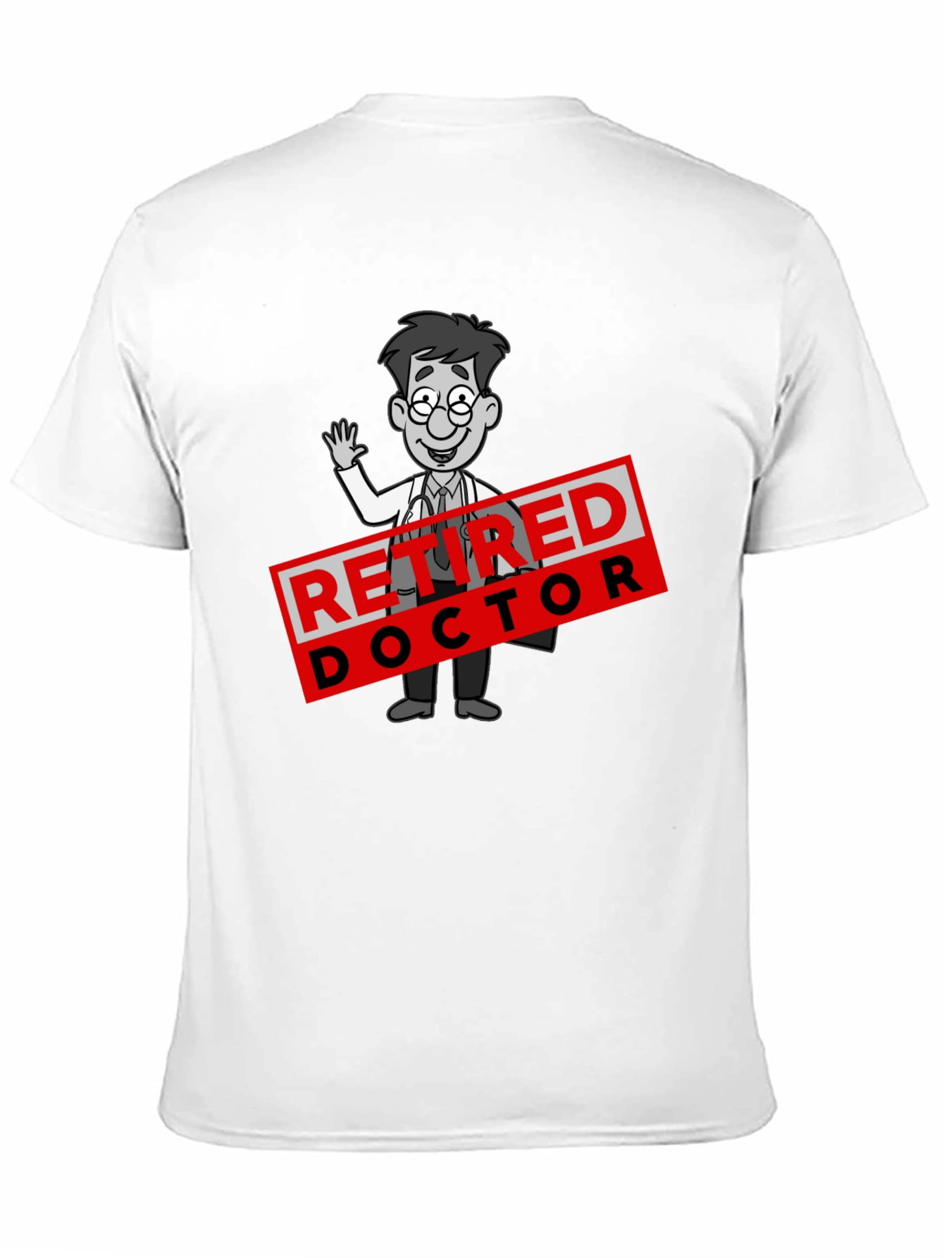 Black Retired Doctor Cartoon Graphic T-Shirt view 11