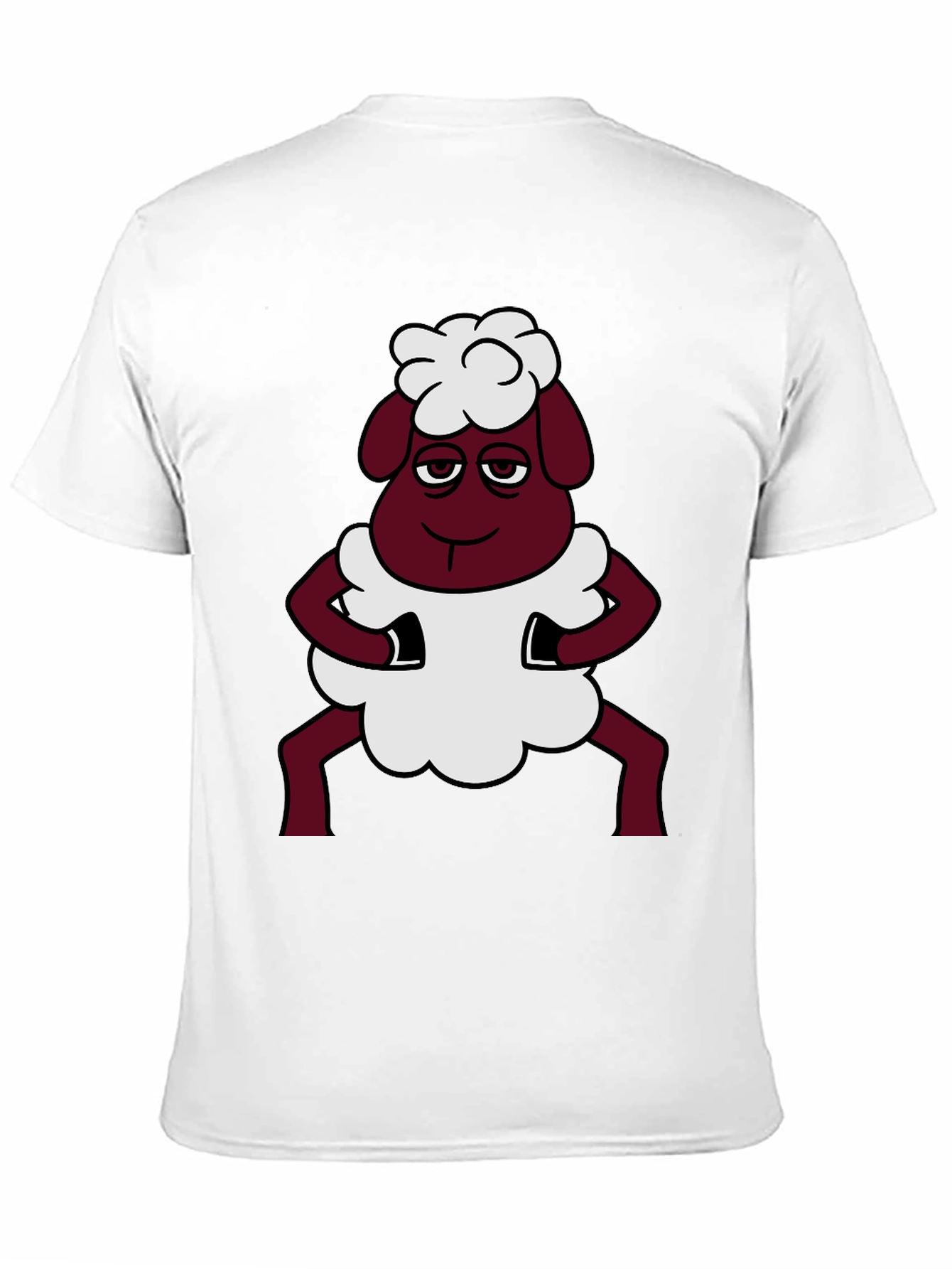 Black Funny Sheep Cartoon Graphic Black T-Shirt view 11