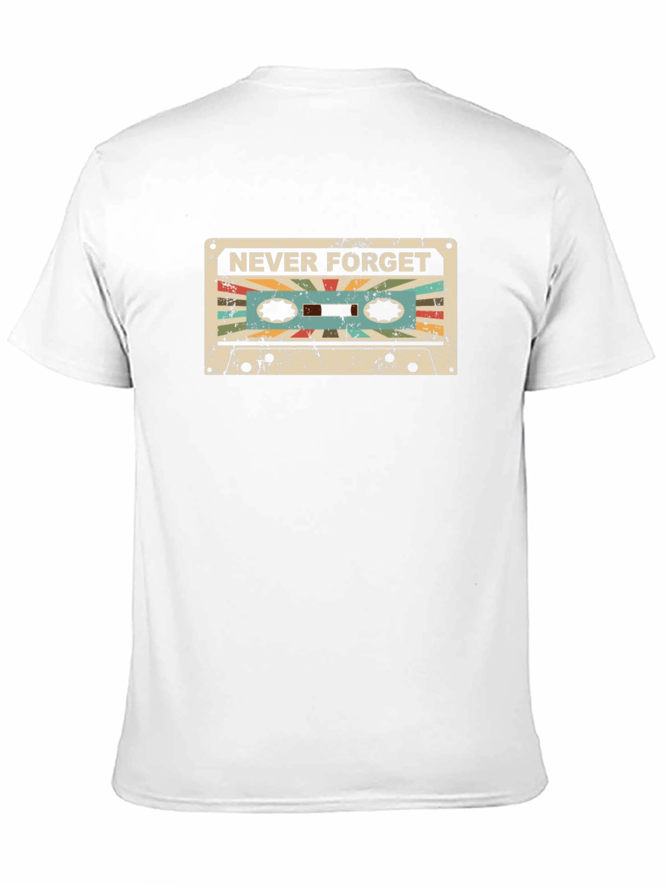 Black Retro Cassette Tape 'Never Forget' Graphic T-Shirt view 11