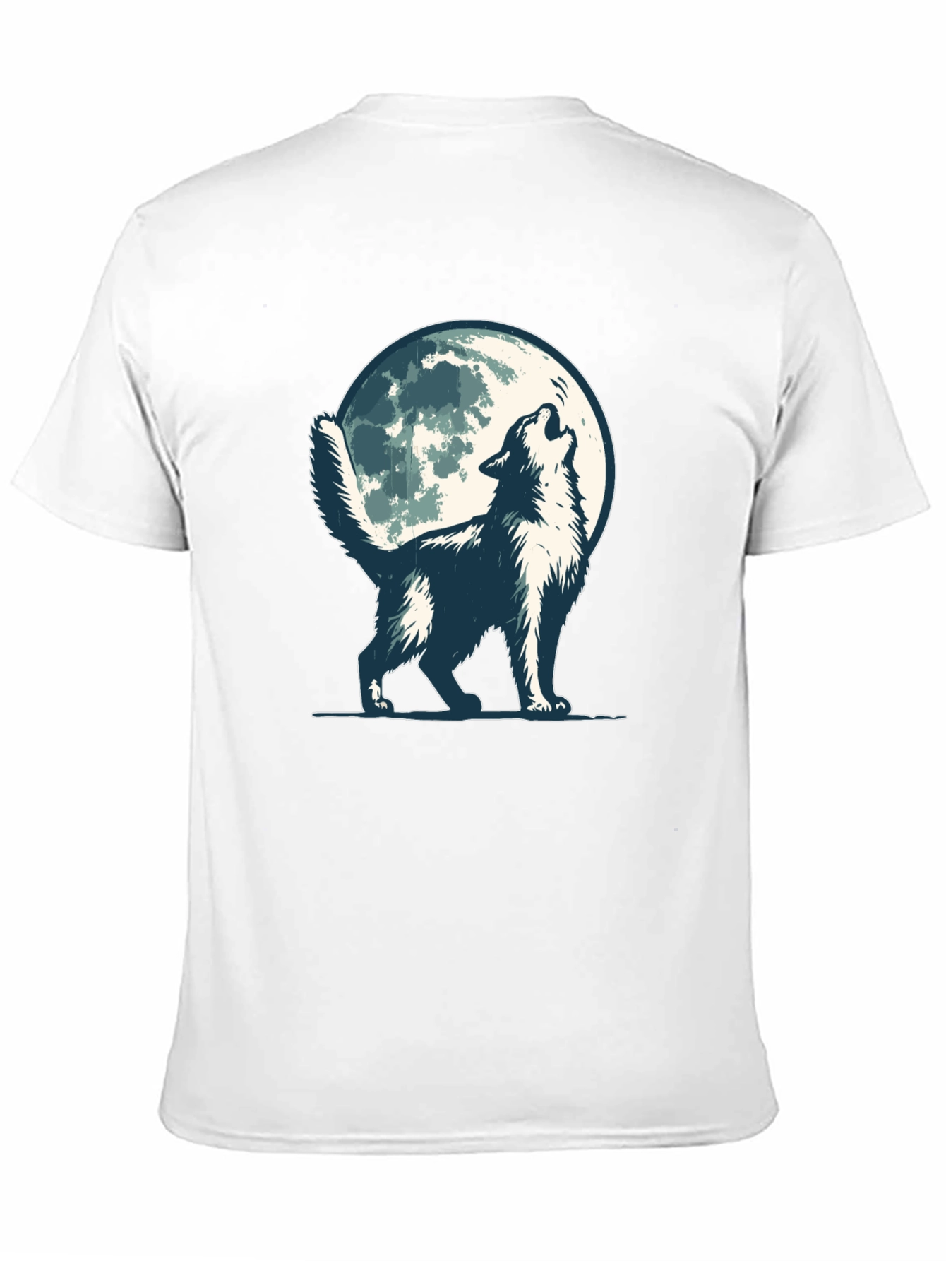 Black Wolf Howling at Moon Graphic Tee - Black Cotton Blend view 11