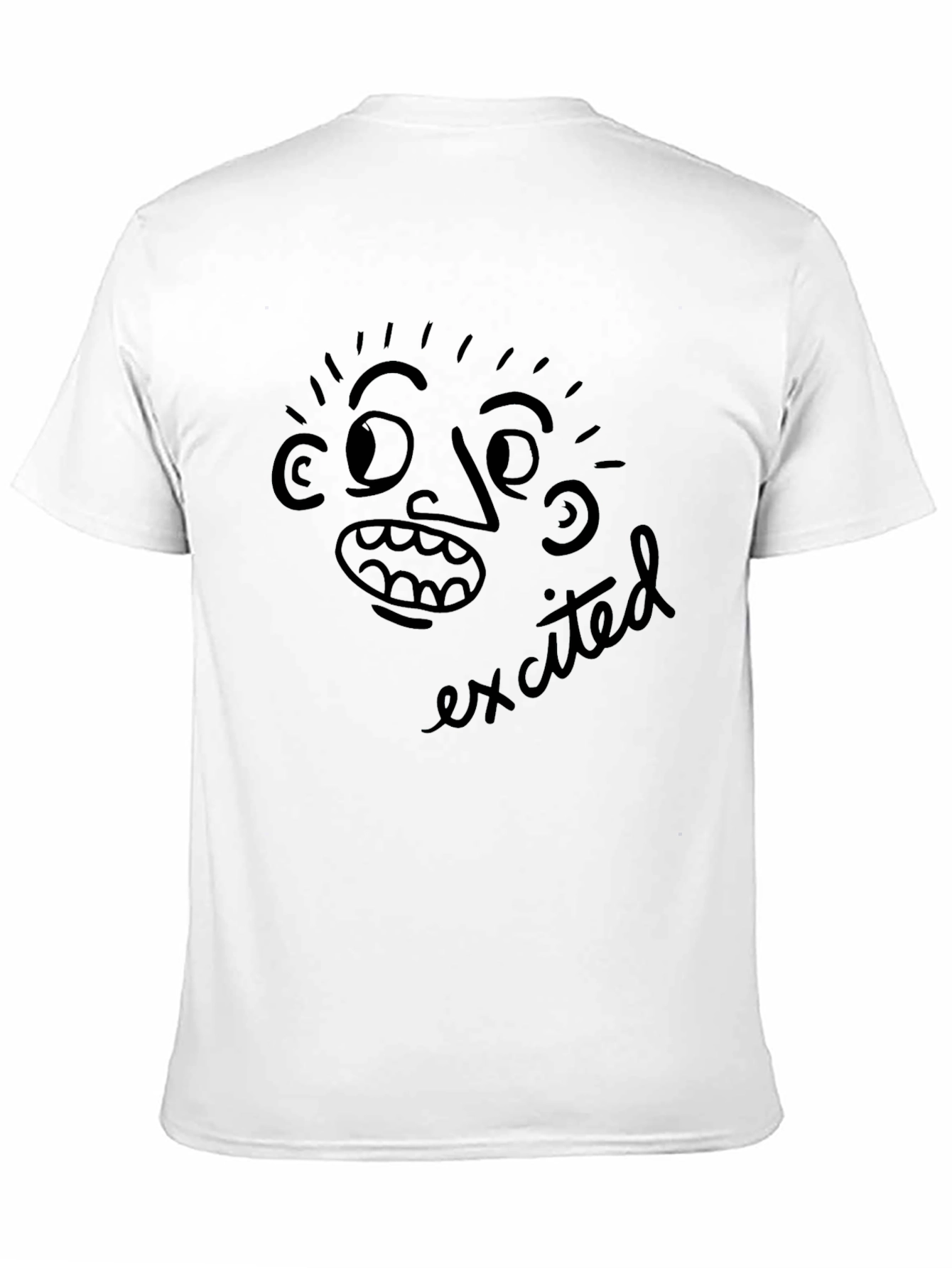 Black Excited Face Graphic Tee - Black Unisex T-Shirt view 11