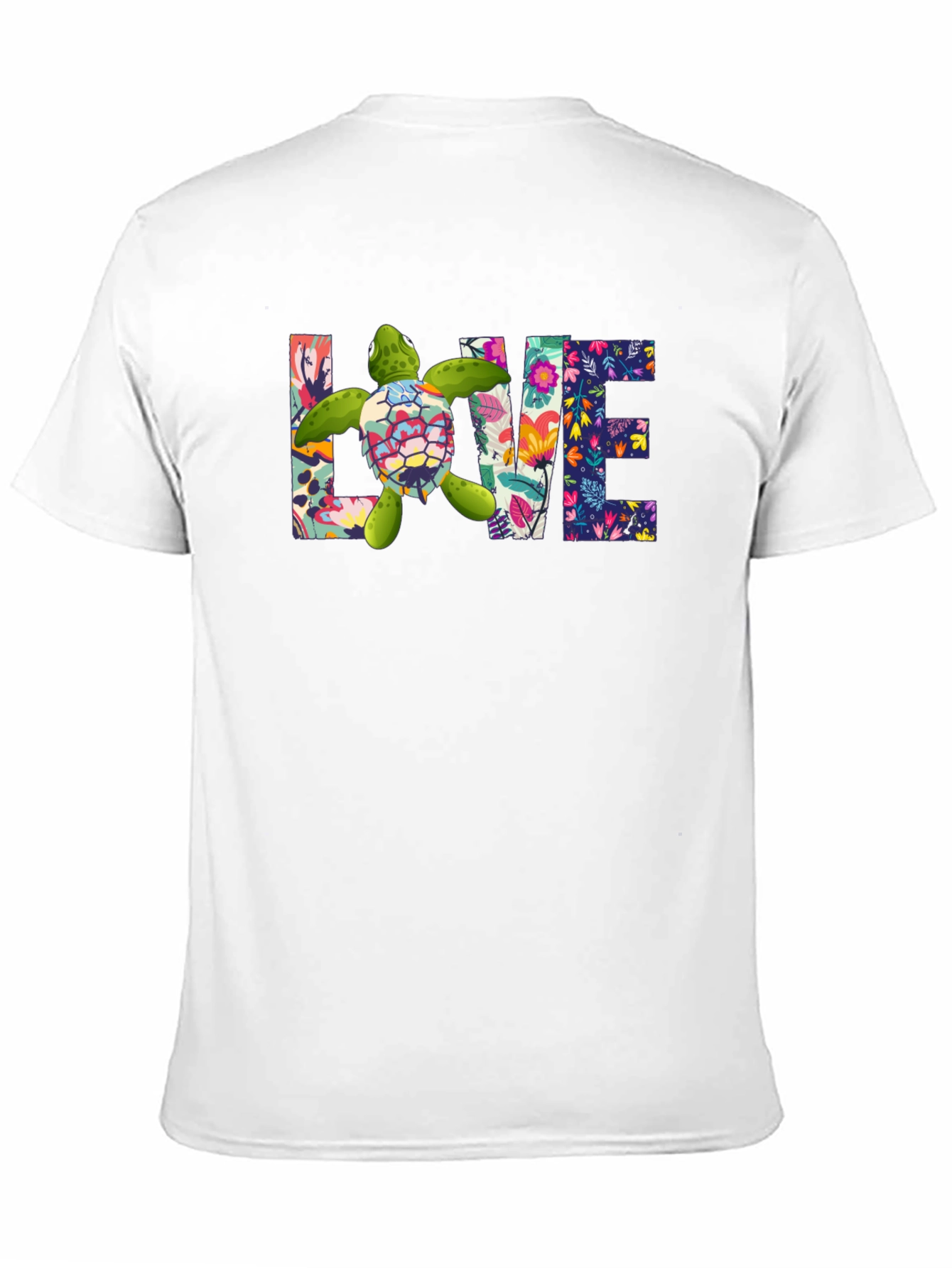 Black Floral Sea Turtle Love T-Shirt view 11
