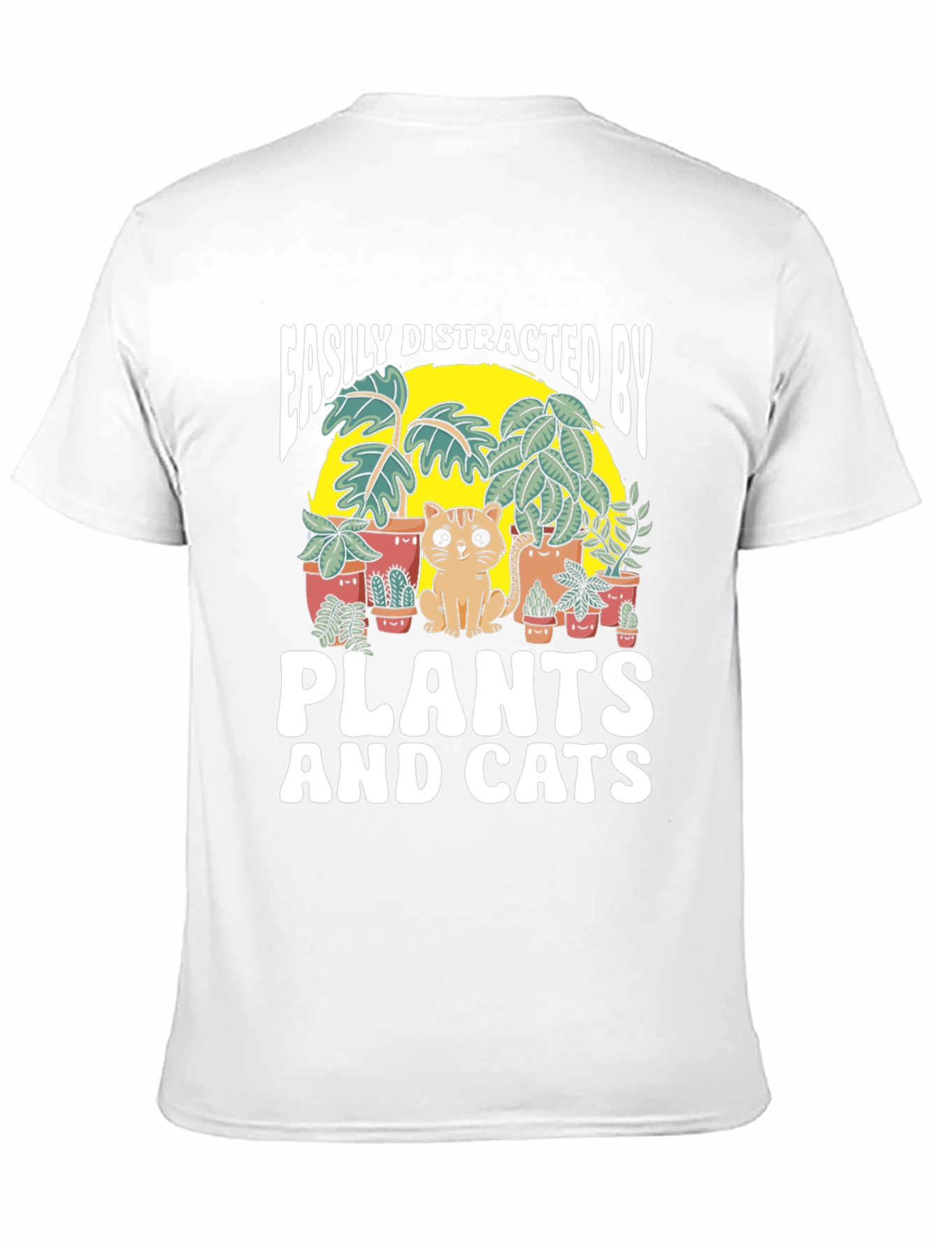 Black Easily Distracted by Plants and Cats T-Shirt view 11