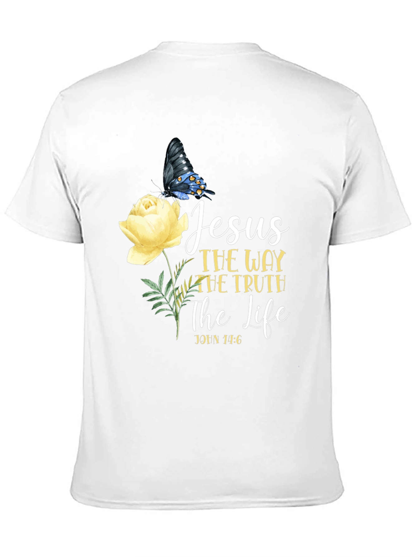 Black Jesus Way Truth Life T-Shirt Butterfly Rose Graphic view 11