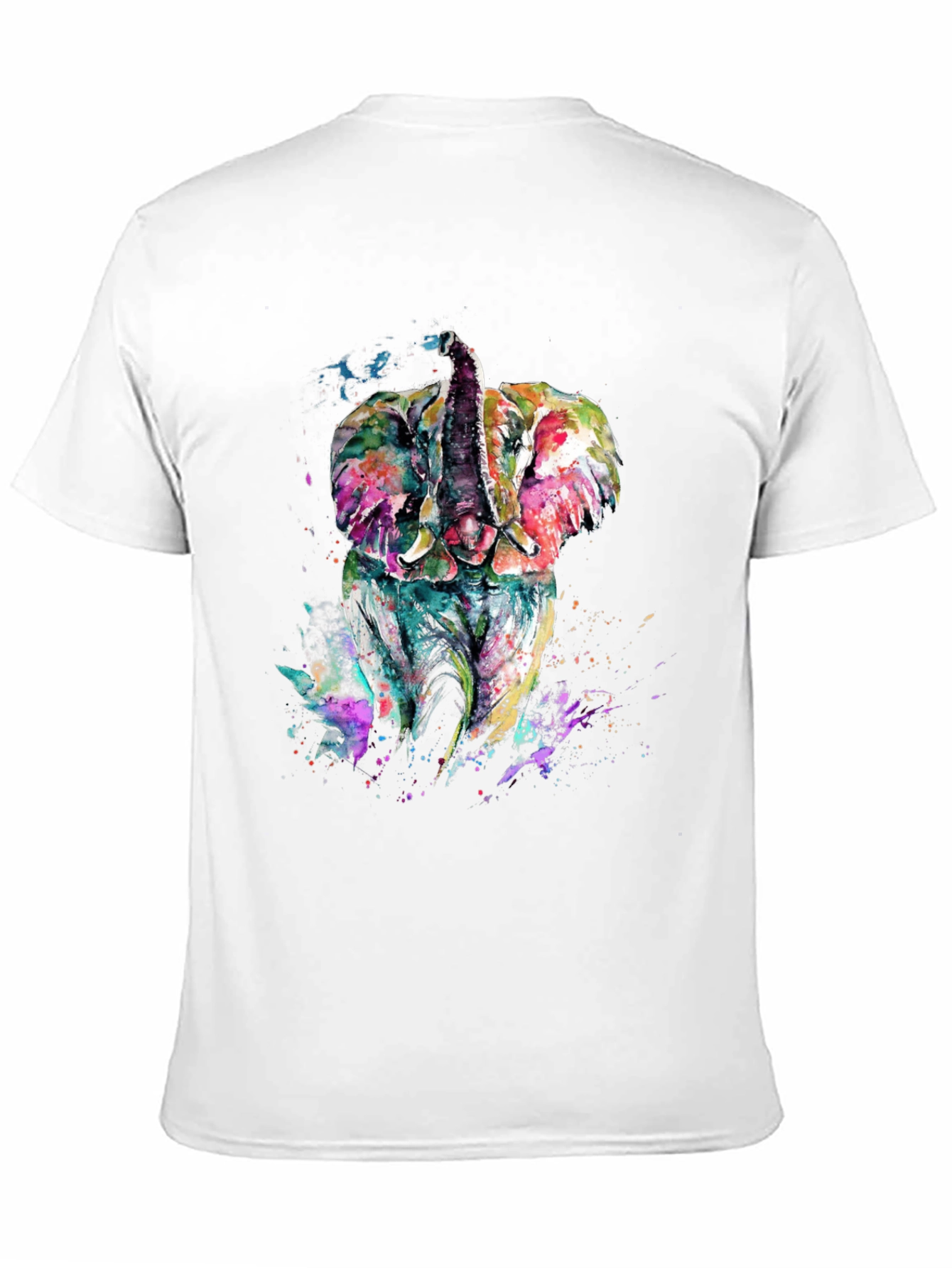 Black Elephant Watercolor Graphic Tee - Men's Black T-Shirt view 11