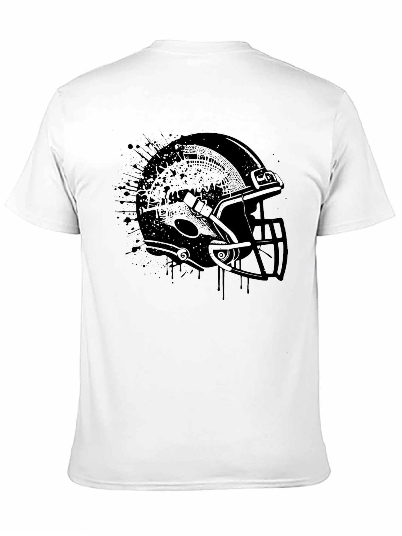Black Football Helmet Graphic Tee - Black Cotton T-Shirt view 11