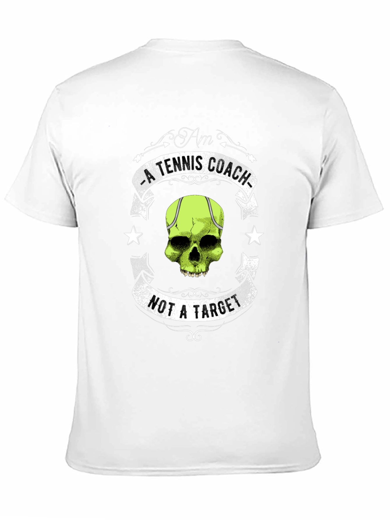 Black Tennis Coach Skull Graphic T-Shirt - Unique Design view 11