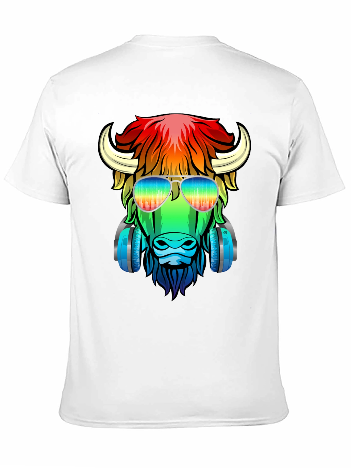 Black Cool Buffalo Graphic Tee - Colorful Animal Design view 11