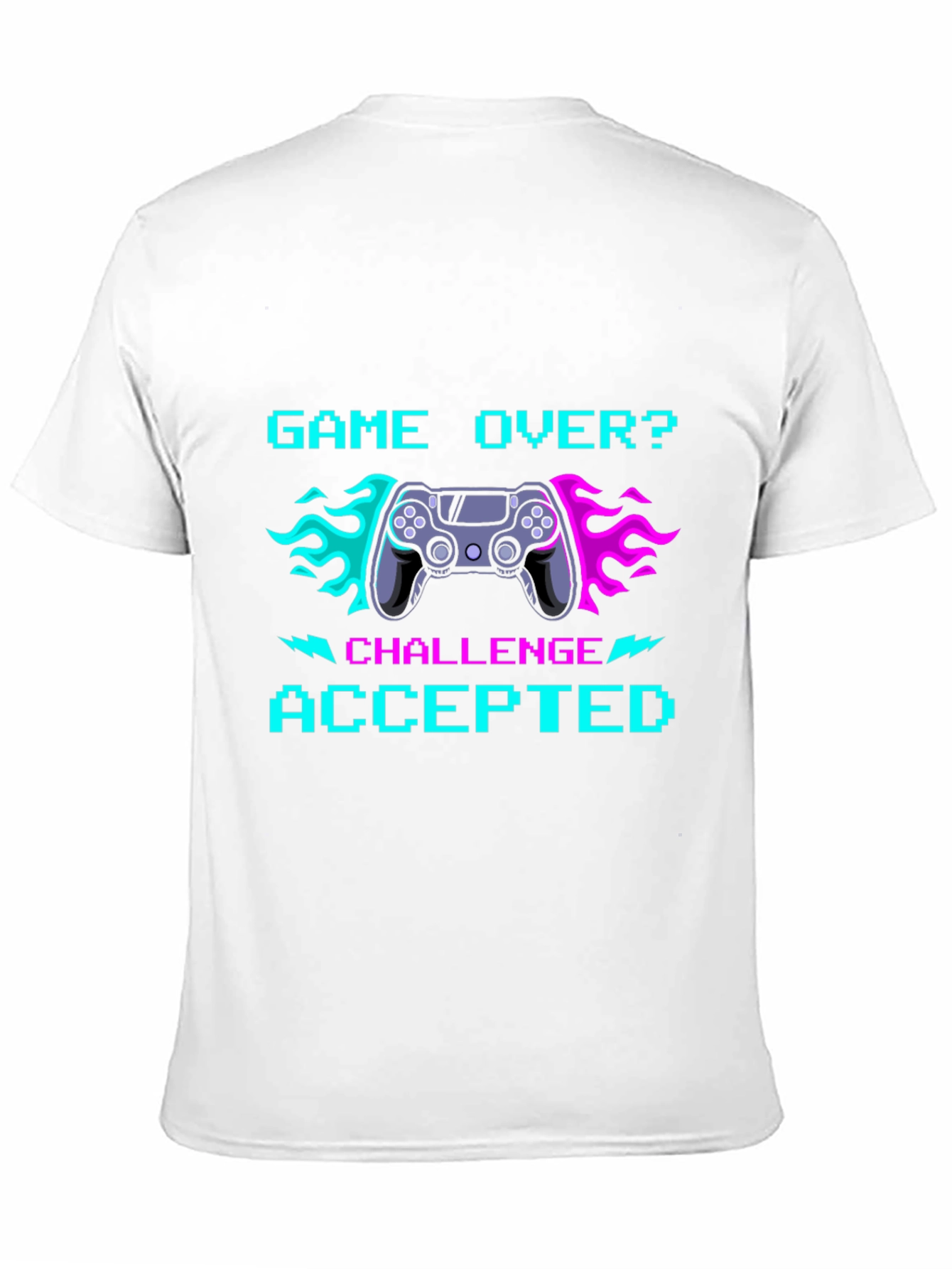 Black Game Over Challenge Accepted Graphic Tee - Gamer T-Shirt view 11