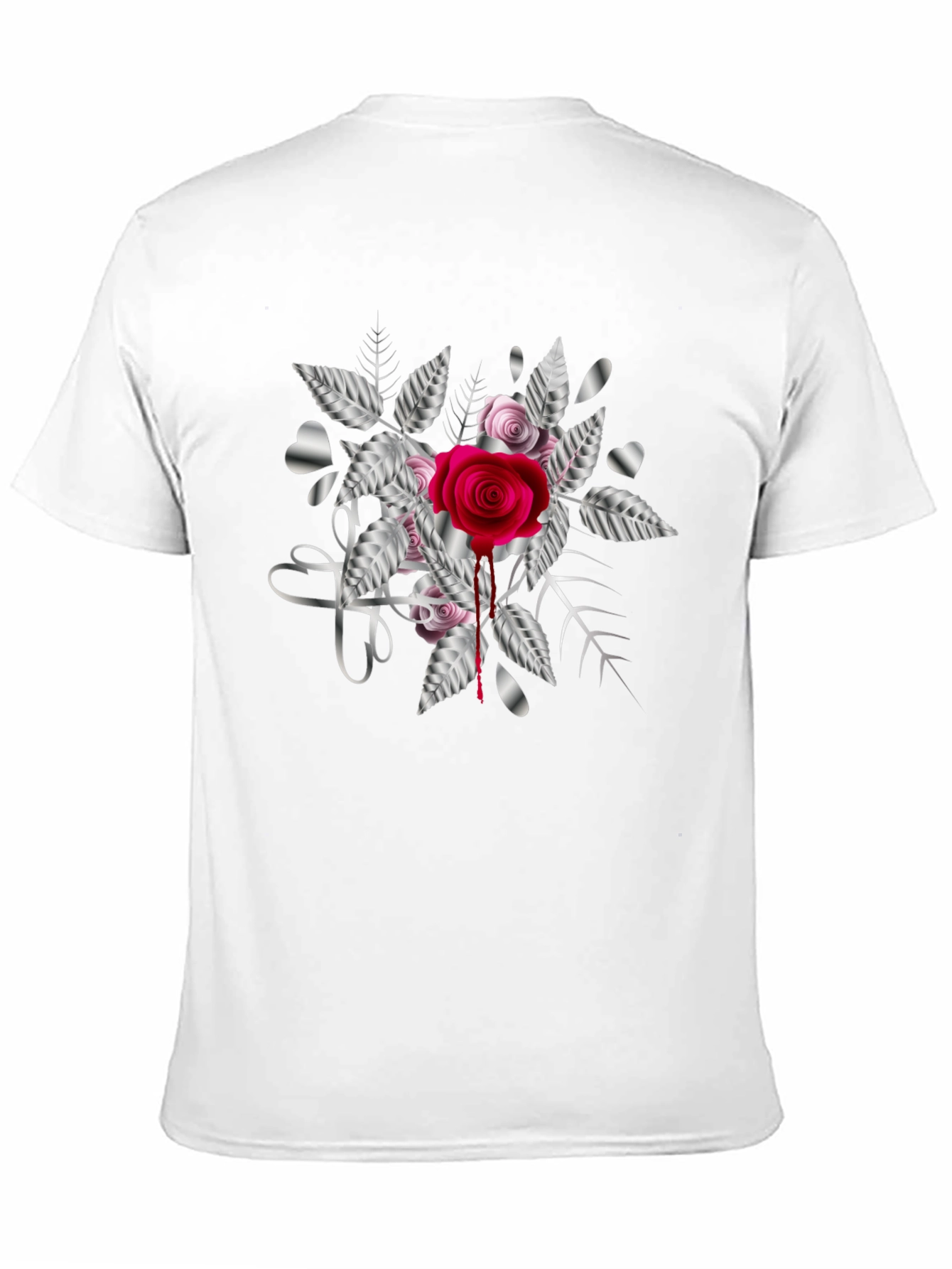 Black Rose & Silver Heart Graphic T-Shirt view 11