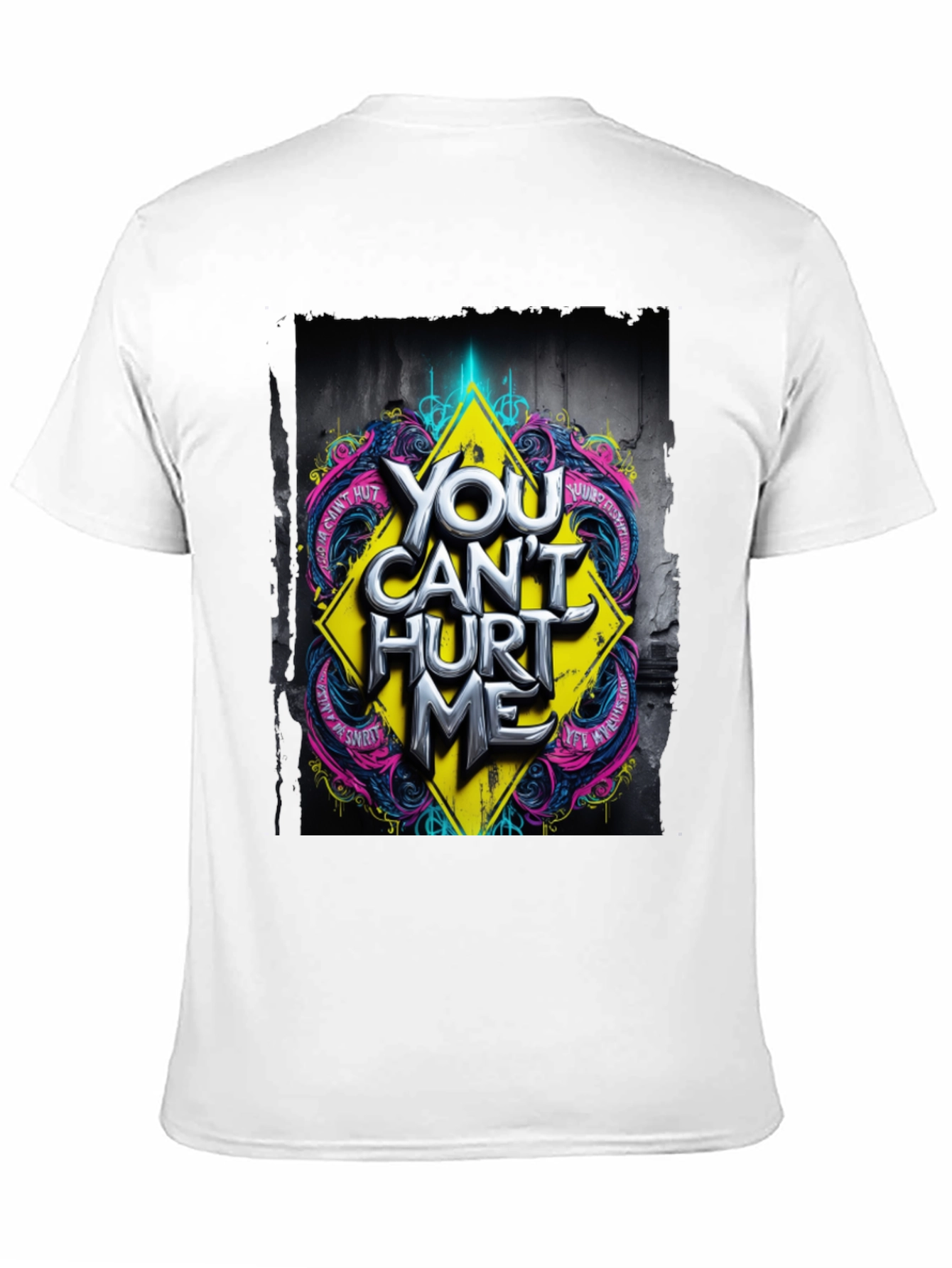 Black Edgy "You Can't Hurt Me" Graphic Black T-Shirt view 11