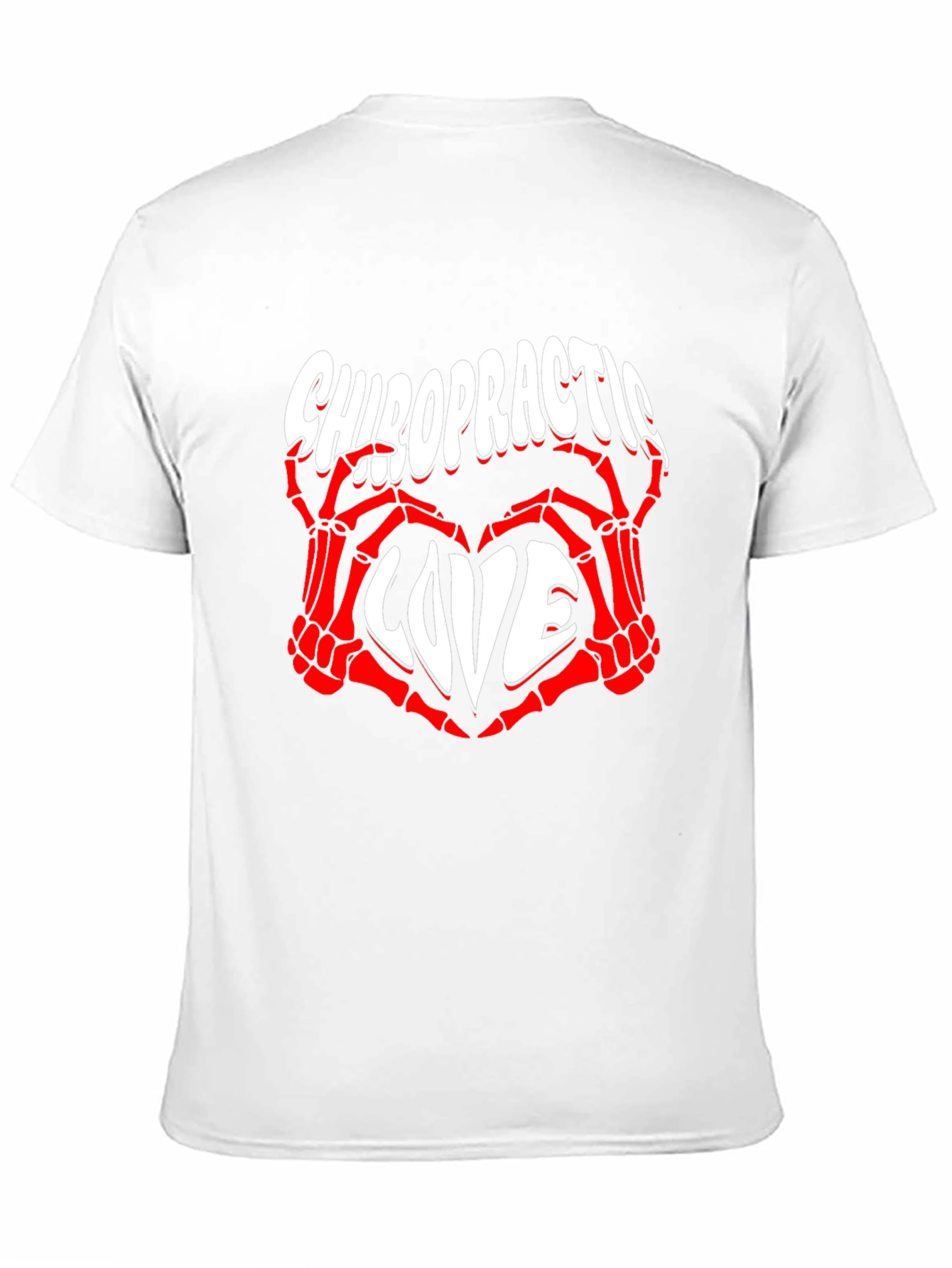 Black Chiropractic Love T-Shirt - Red Skeleton Hands Heart view 11