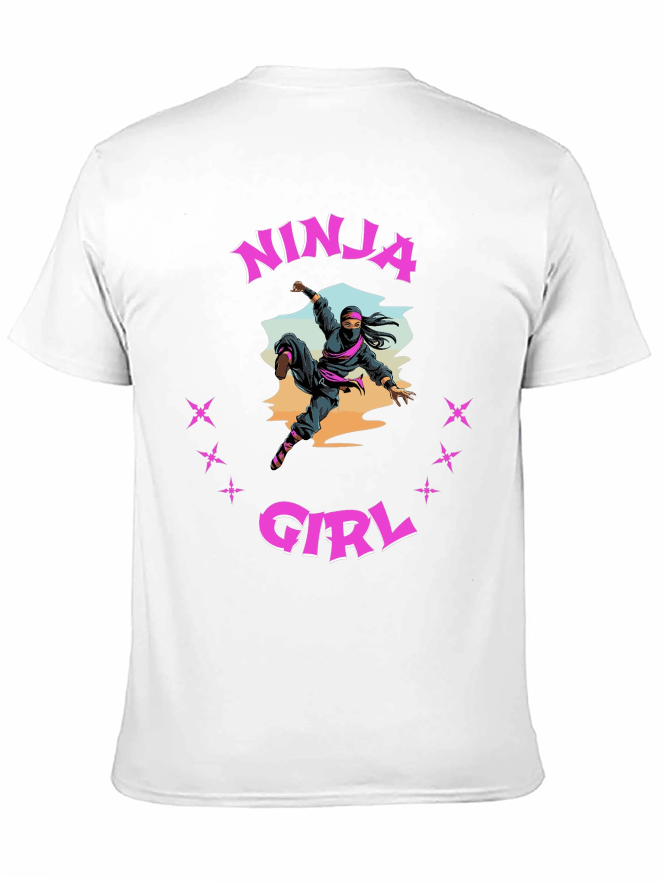 Black Ninja Girl Graphic Tee - Black Cotton T-Shirt view 11
