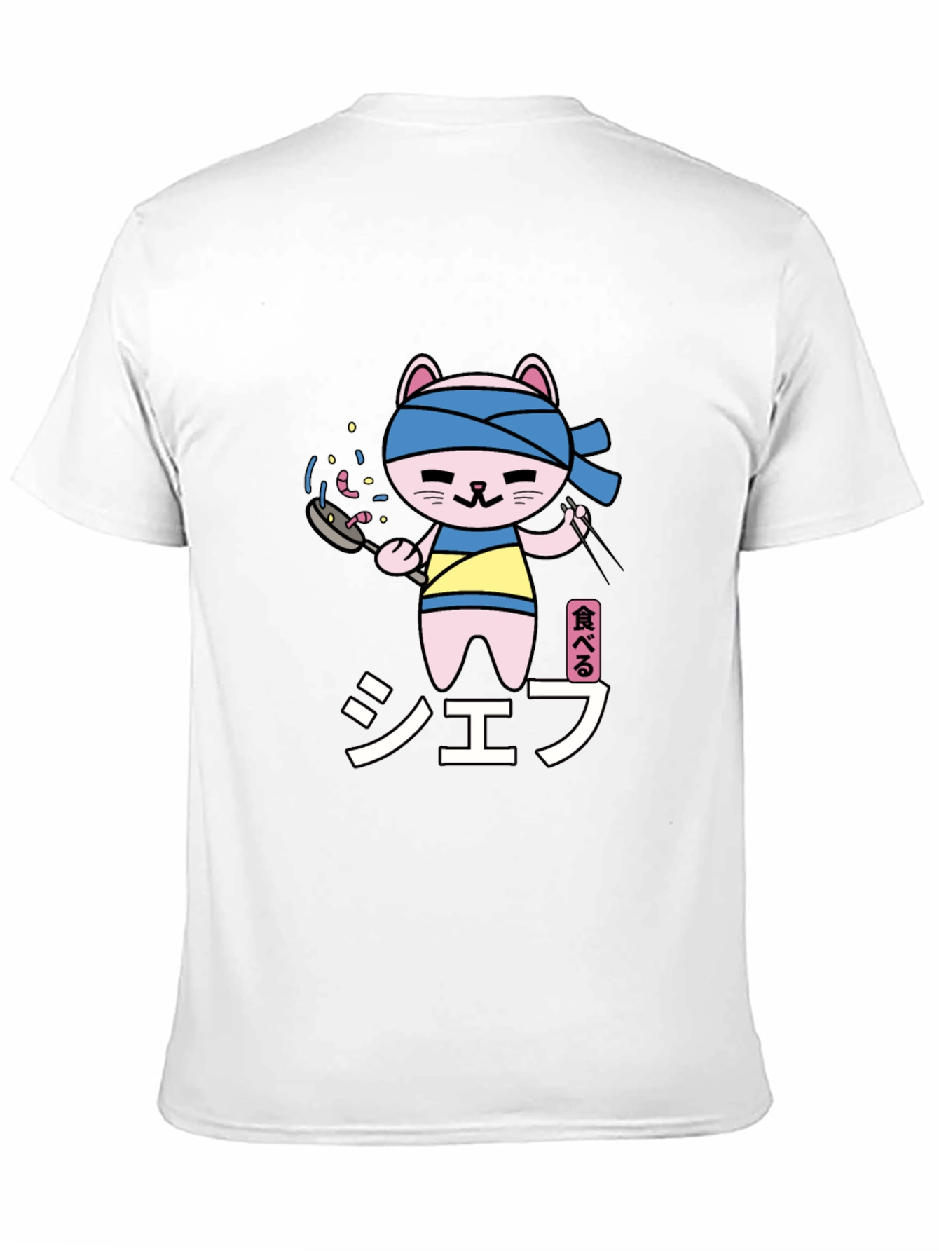 Black Chef Cat T-Shirt - Black, Cartoon Graphic Tee view 11