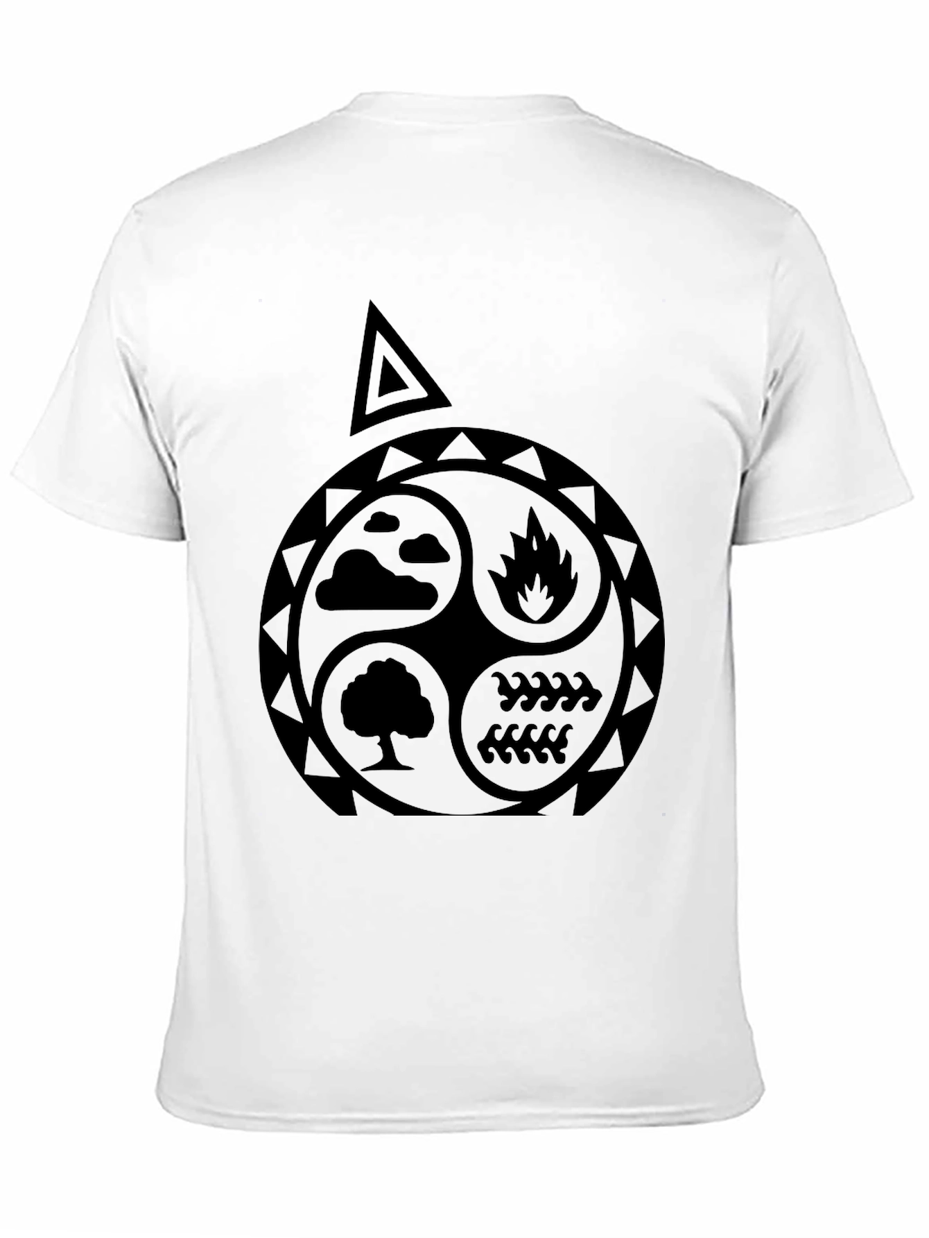 Black Elements T-Shirt: Earth, Air, Fire, Water Symbol view 11