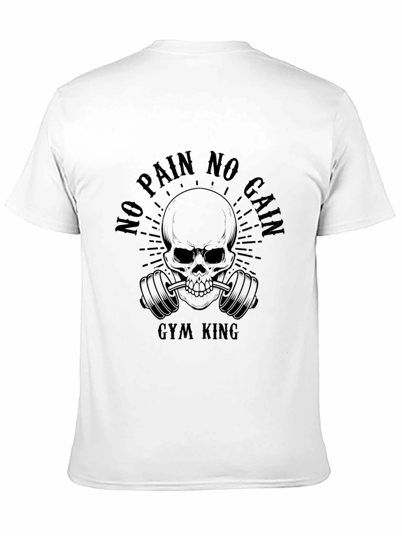 Black Gym King No Pain No Gain Skull T-Shirt view 11