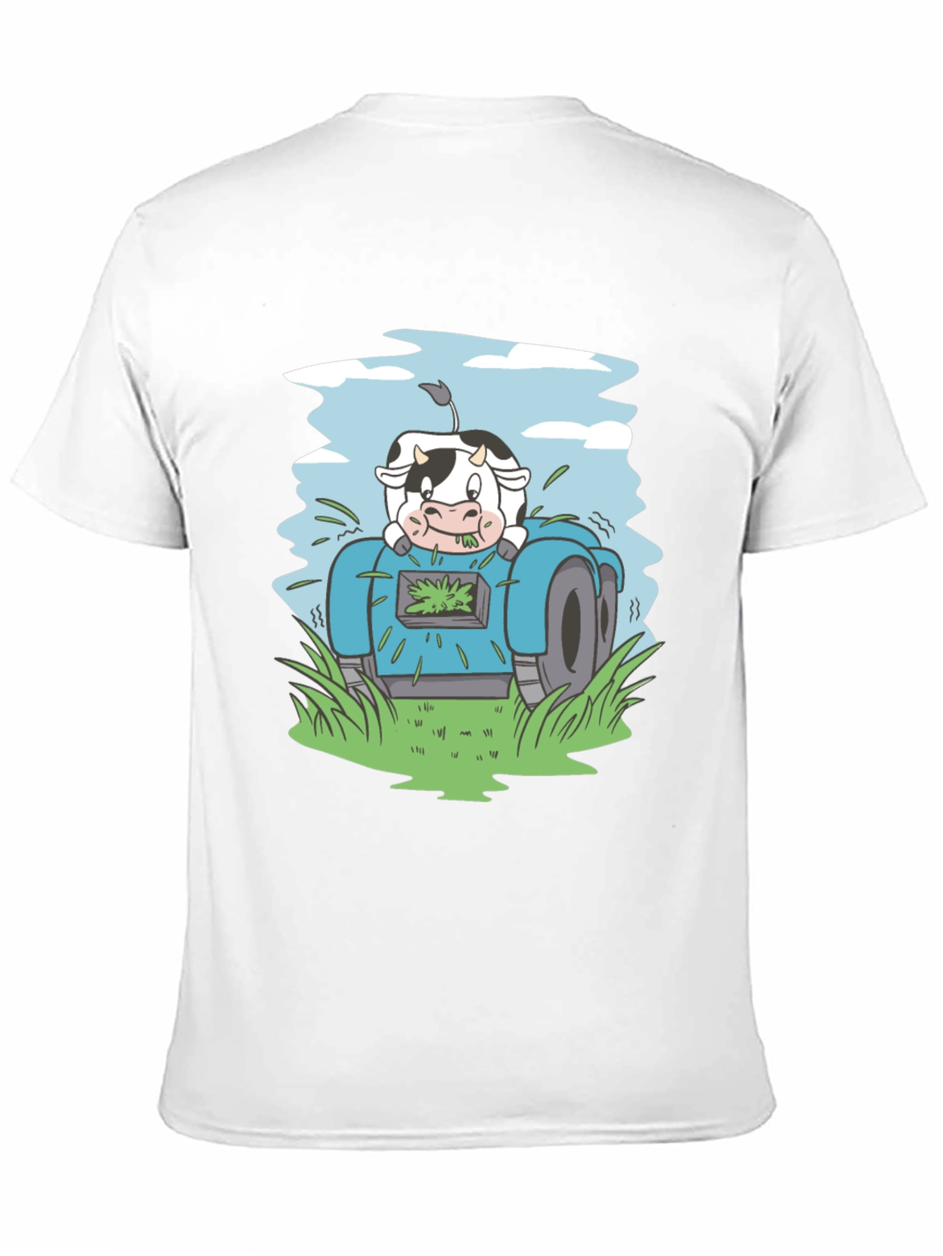Black Cow Riding Lawnmower Graphic Tee view 11