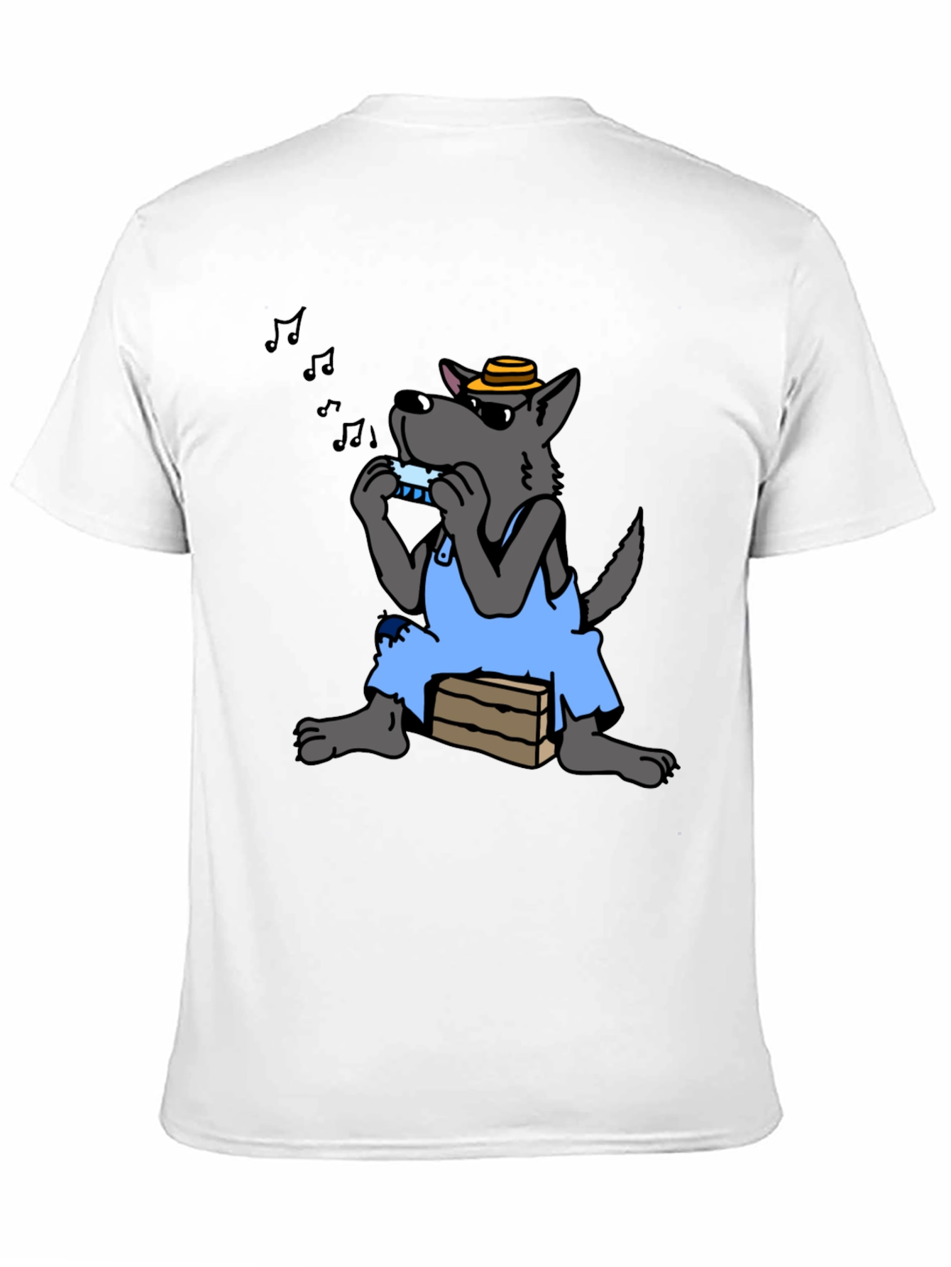 Black Harmonica Wolf Graphic Tee - Unique Design view 11