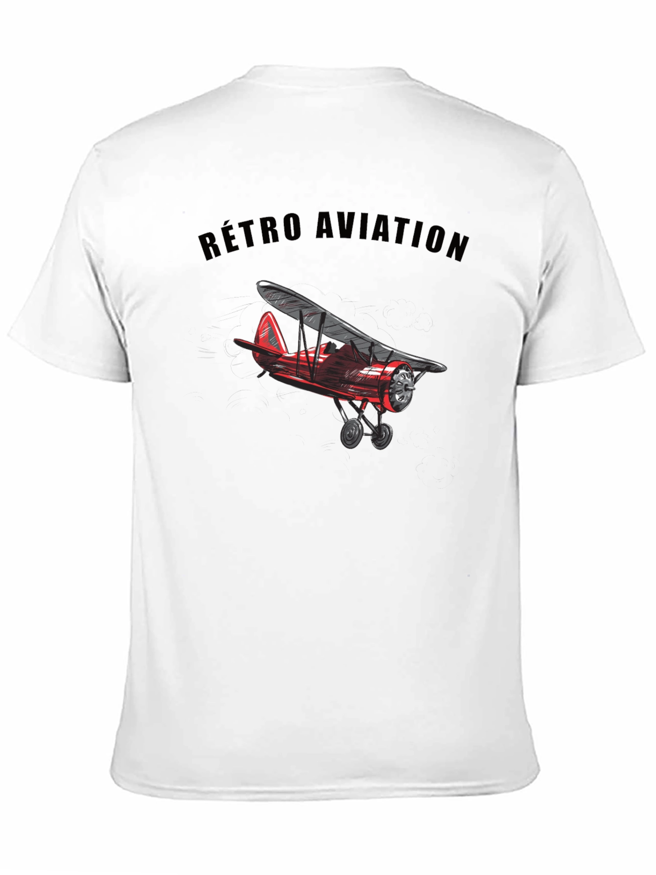 Black Retro Aviation Biplane Graphic T-Shirt view 11