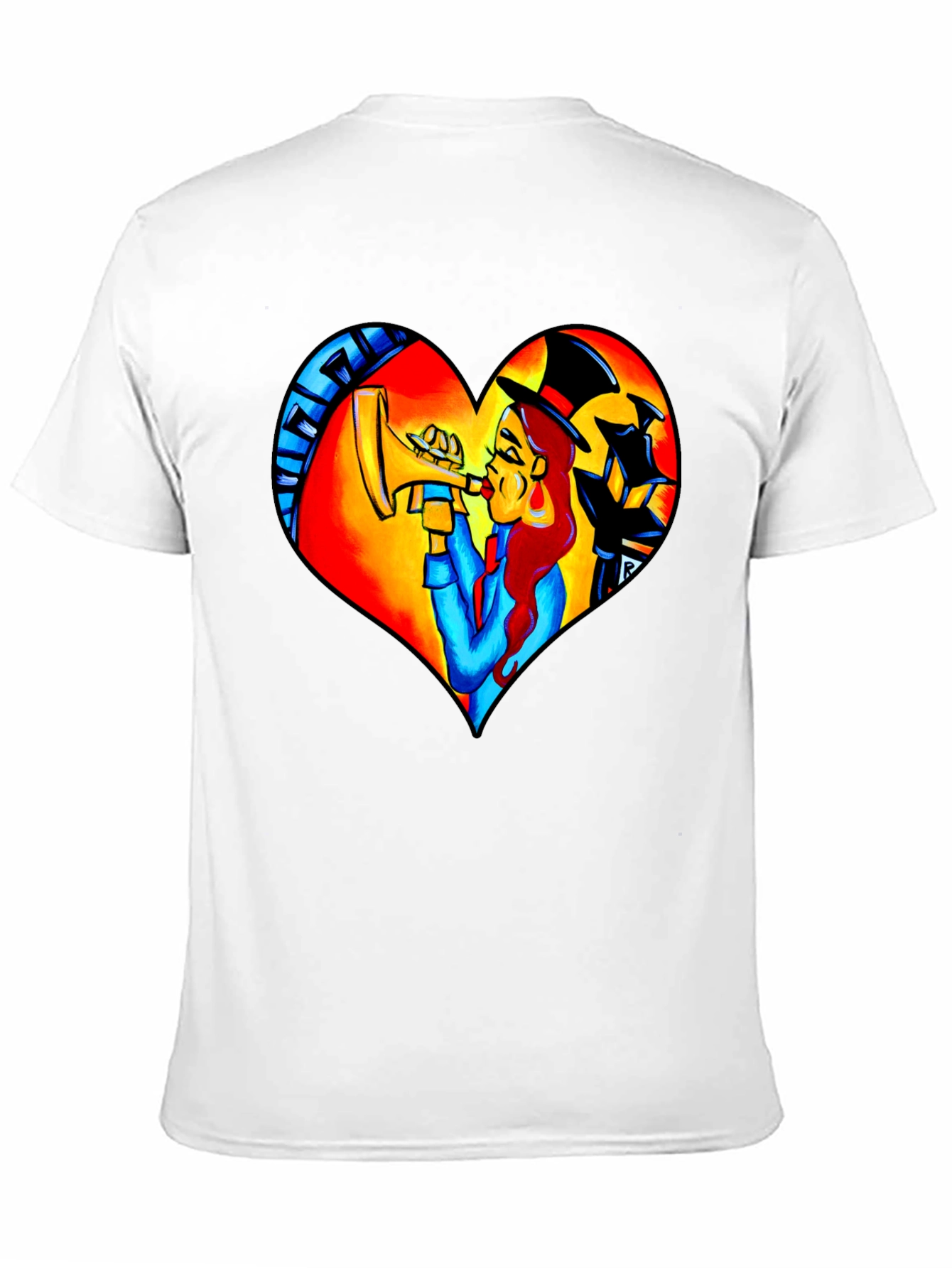Black Jazz Heart T-Shirt - Musical Design view 11
