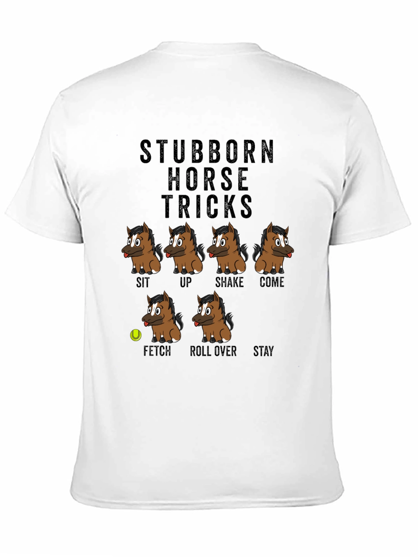 Black Stubborn Horse Tricks Graphic T-Shirt view 11