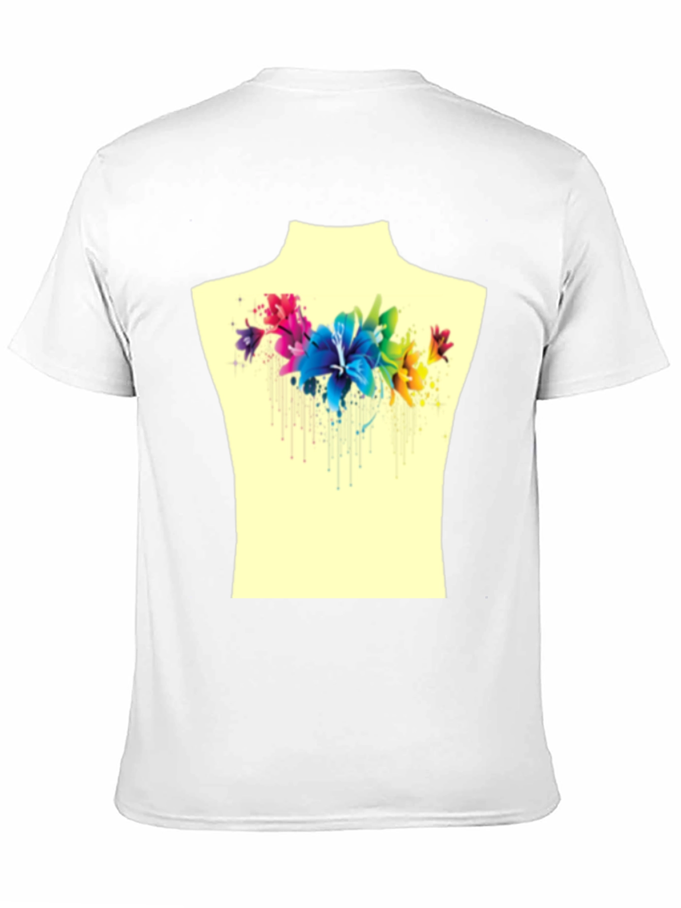 Black Floral Watercolor Graphic Tee - Stylish Men's T-Shirt view 11