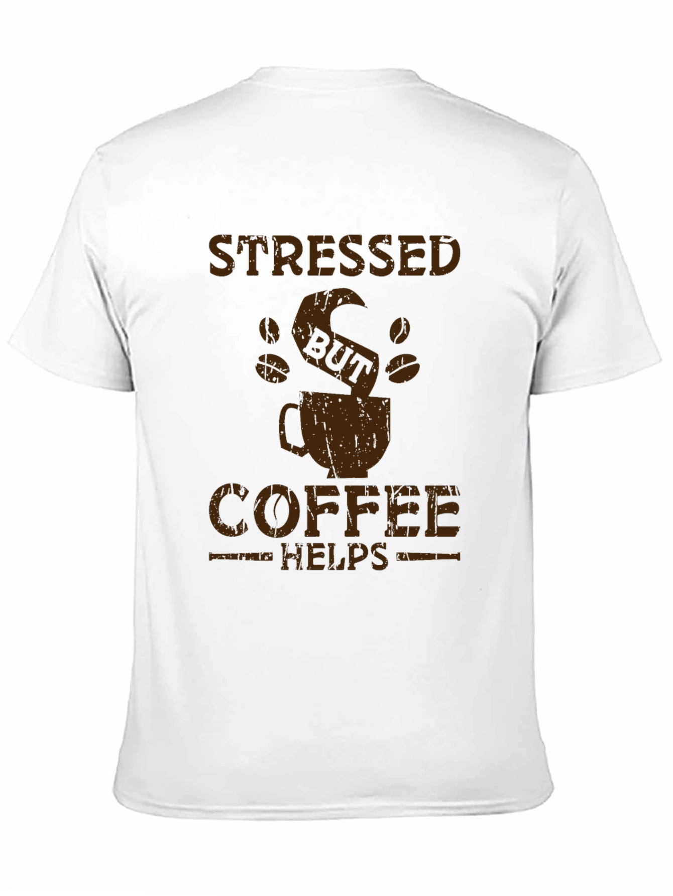 Black Stressed But Coffee Helps Graphic Tee view 11