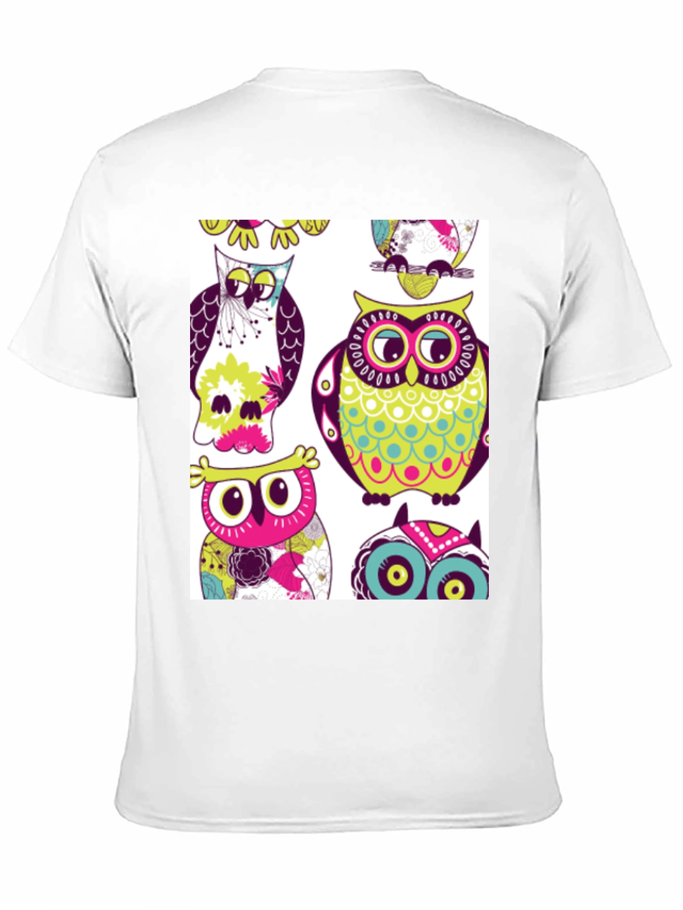 Black Owl Pattern Graphic Print Crew Neck Tee view 11