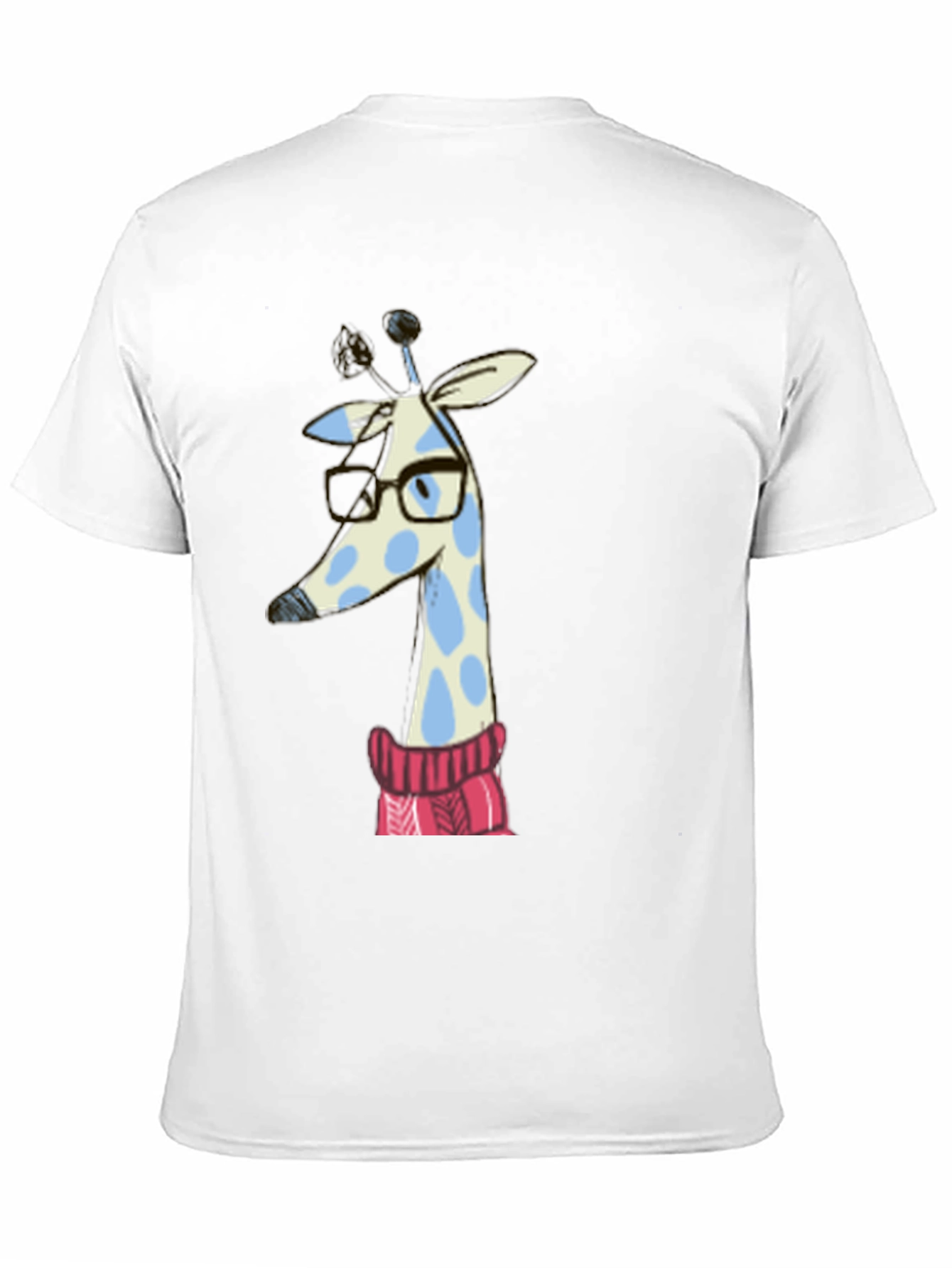 Black Giraffe in Sweater Graphic Tee - Unisex Black T-Shirt view 11