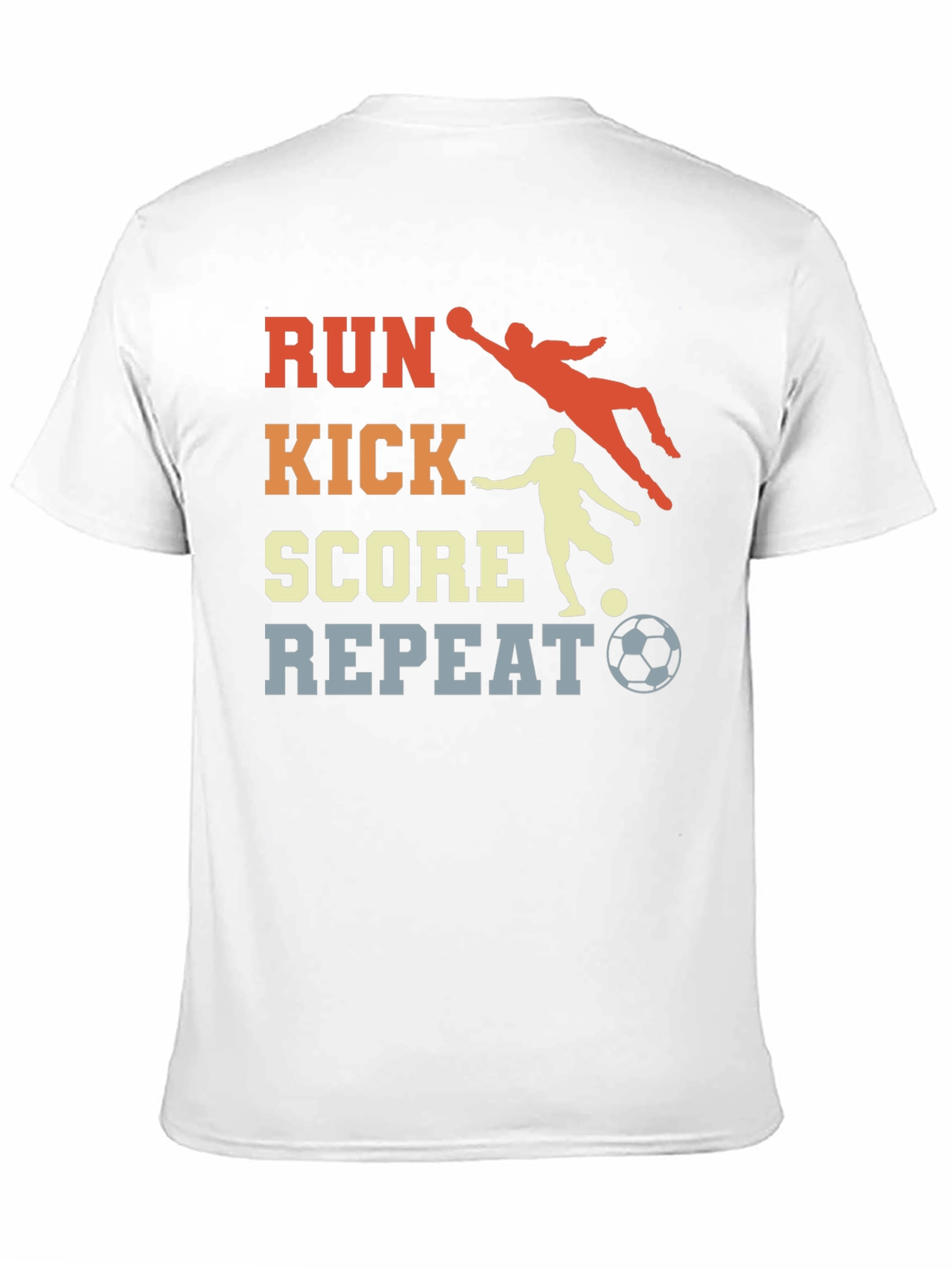 Black Run Kick Score Repeat Soccer T-Shirt view 11