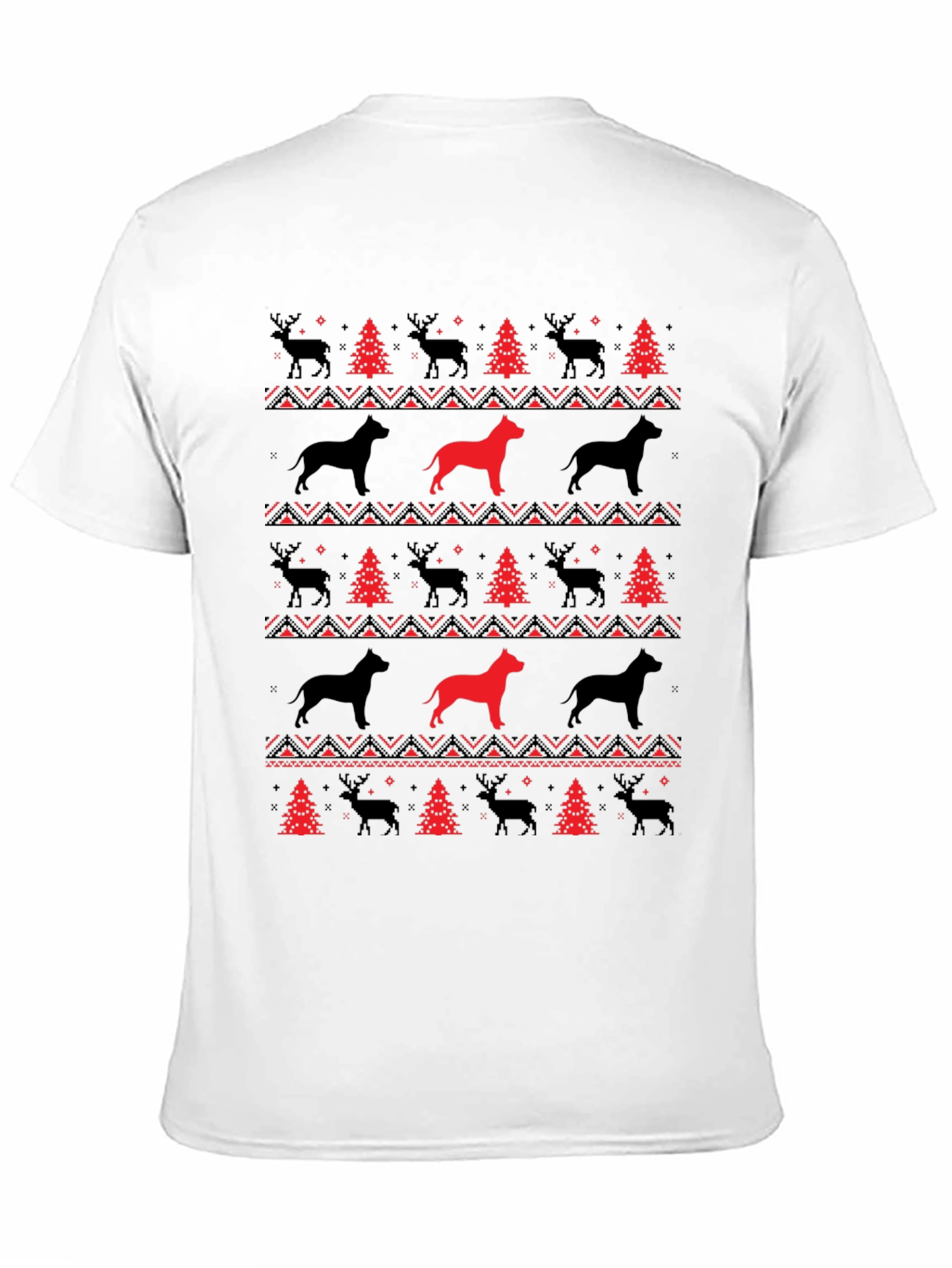 Black Festive Dog & Reindeer Holiday T-Shirt view 11