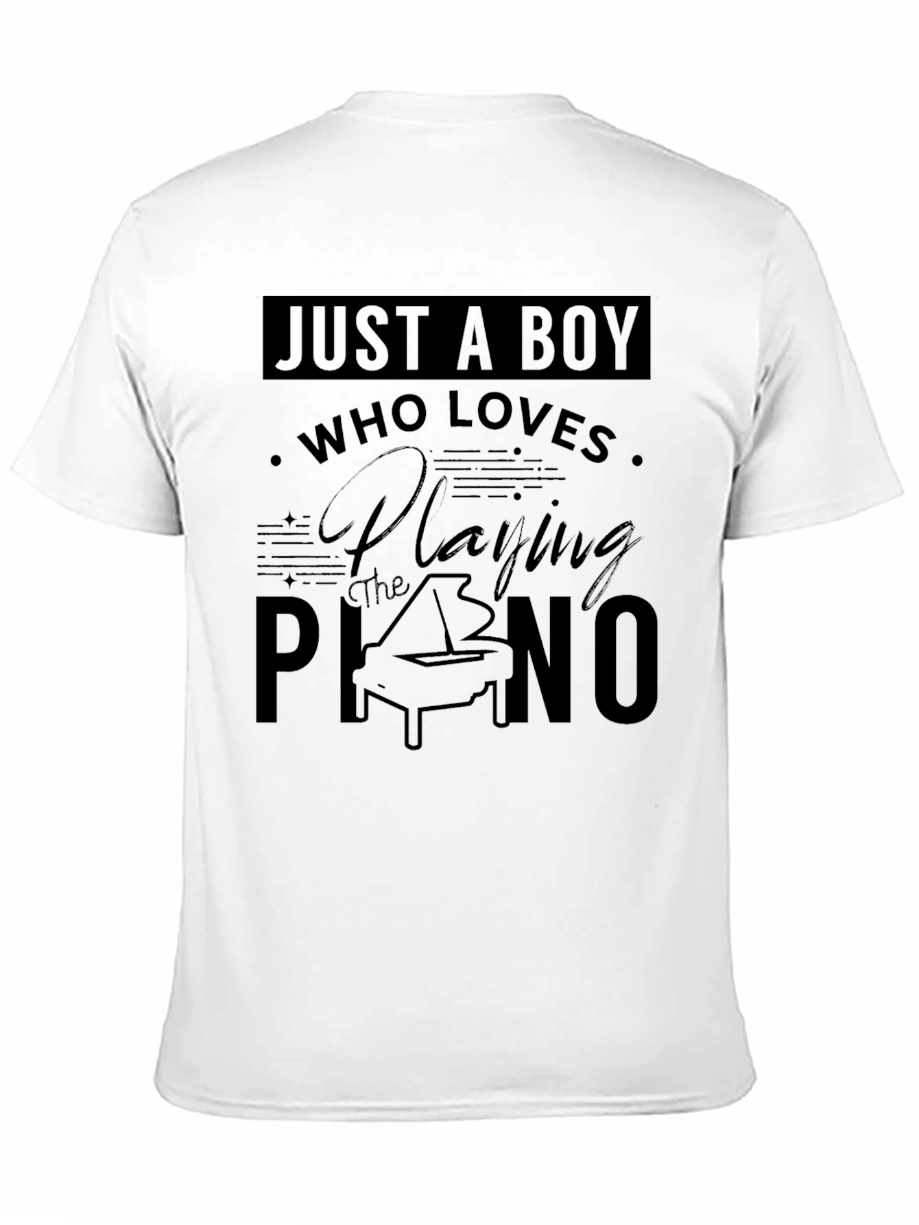 Black Just A Boy Who Loves Playing Piano T-Shirt view 11